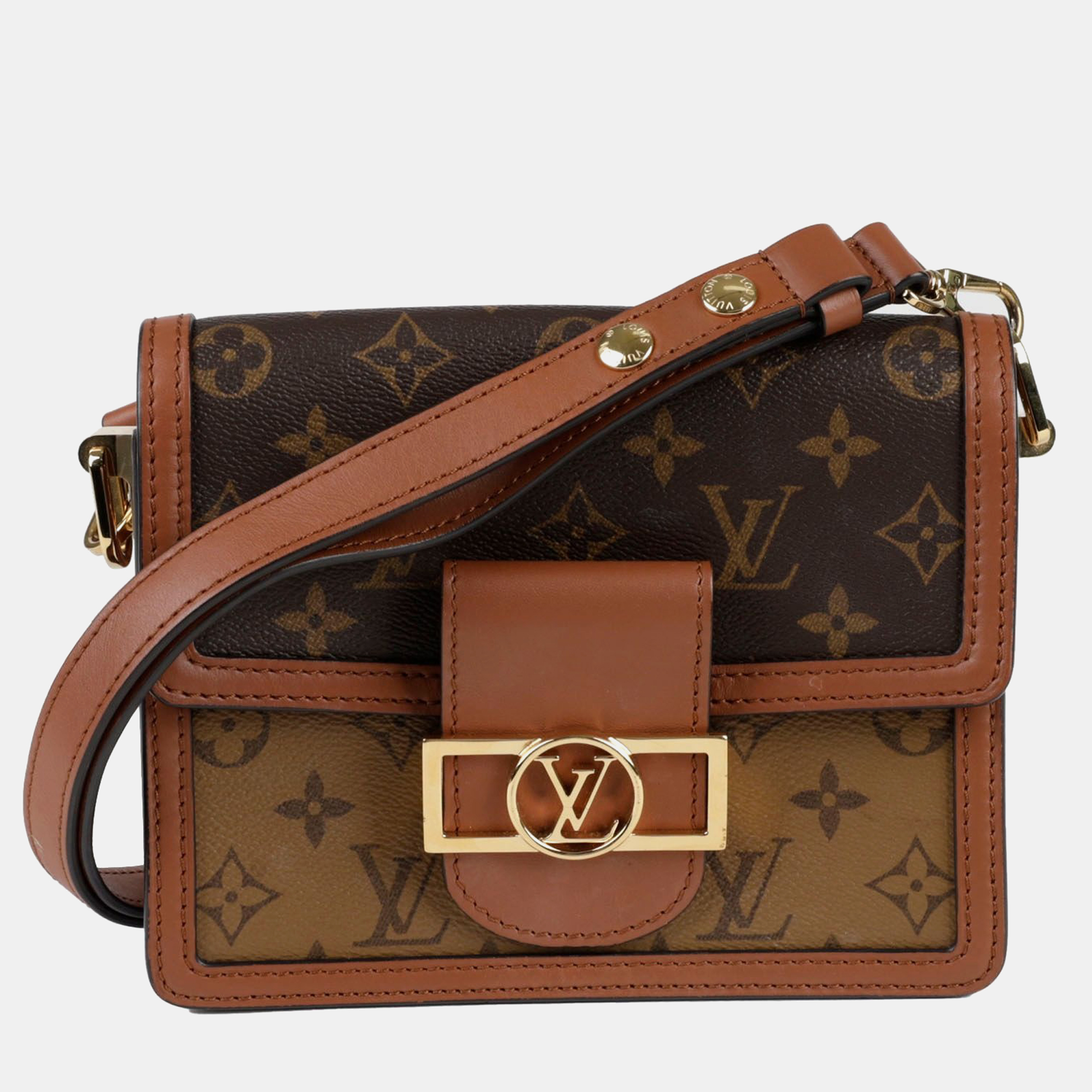 

Louis Vuitton Mini Monogram Reverse Canvas Dauphine Shoulder And Cross Bag, Brown