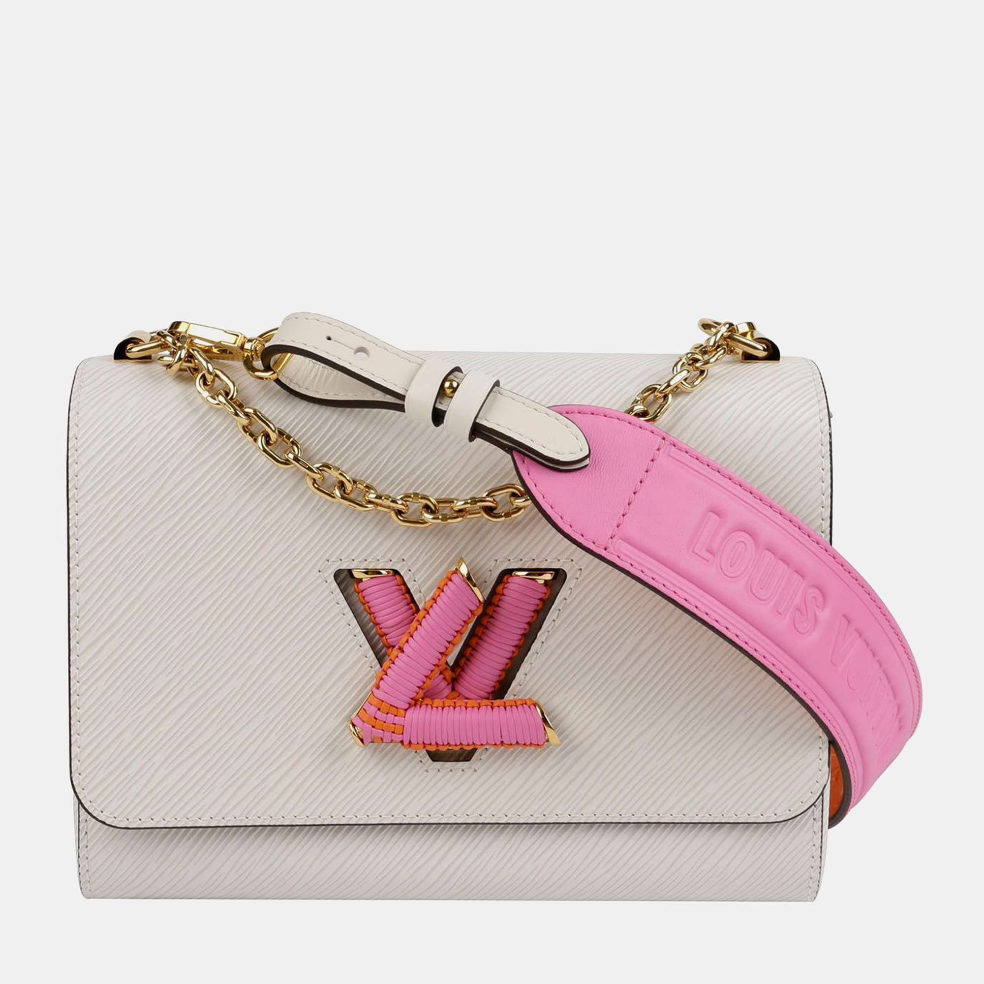 

Louis Vuitton White Leather Twist MM Tote Bag