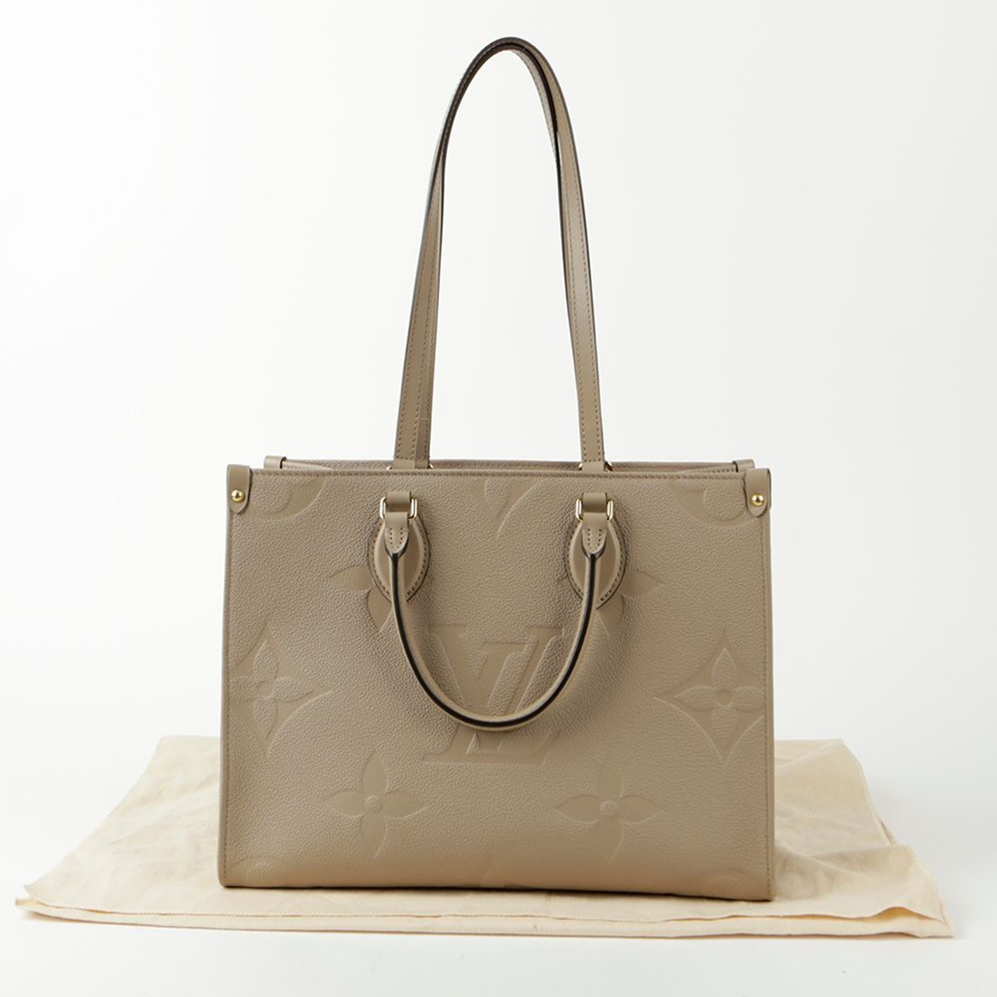 Louis Vuitton Tourterelle Empreinte Monogram Leather OnTheGo MM Tote Bag 