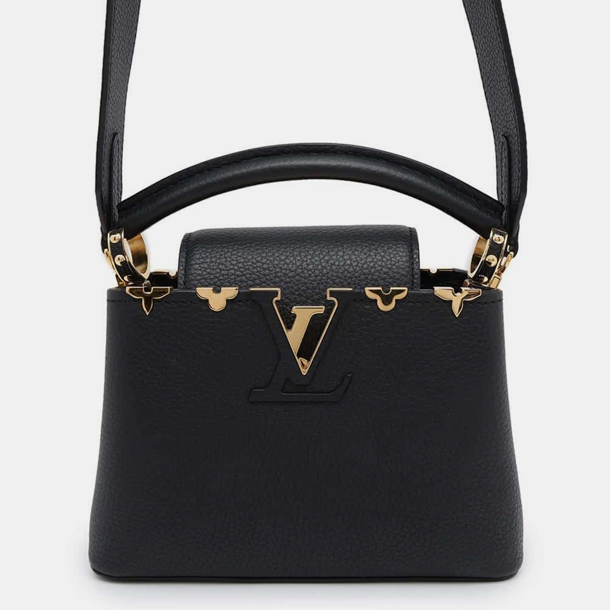 

Louis Vuitton Noir Taurillon Leather Capucines Mini Fower Crown Bag, Black