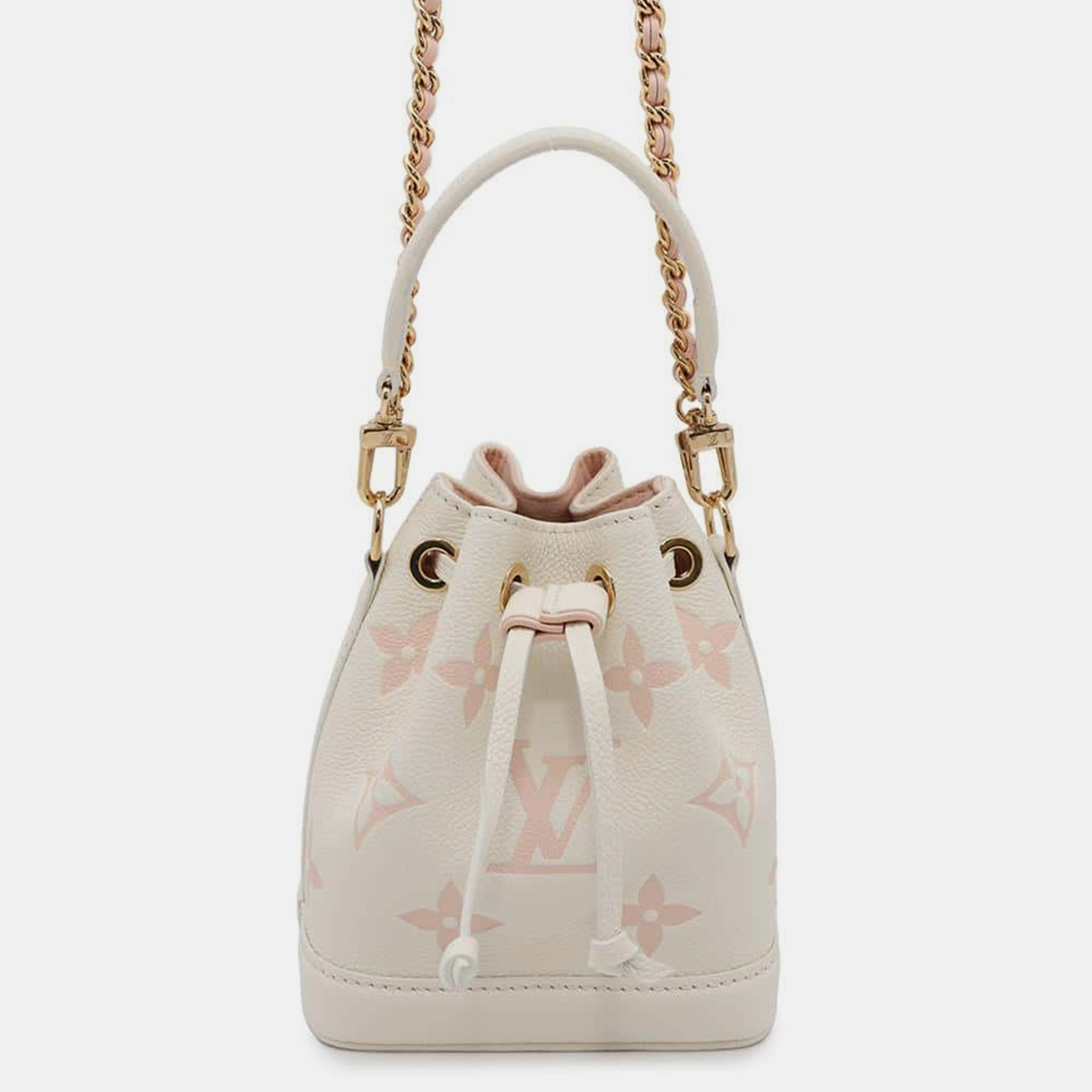 

Louis Vuitton White/Pink Monogram Empreinte Leather Nano Noe Bucket Bag