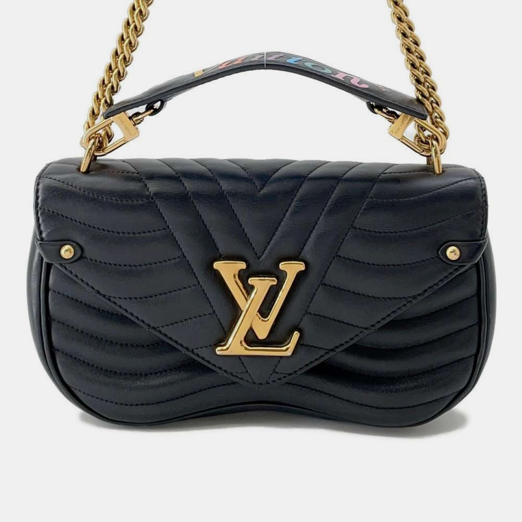 

Louis Vuitton Noir Calf Leather New Wave Chain MM Bag, Navy blue