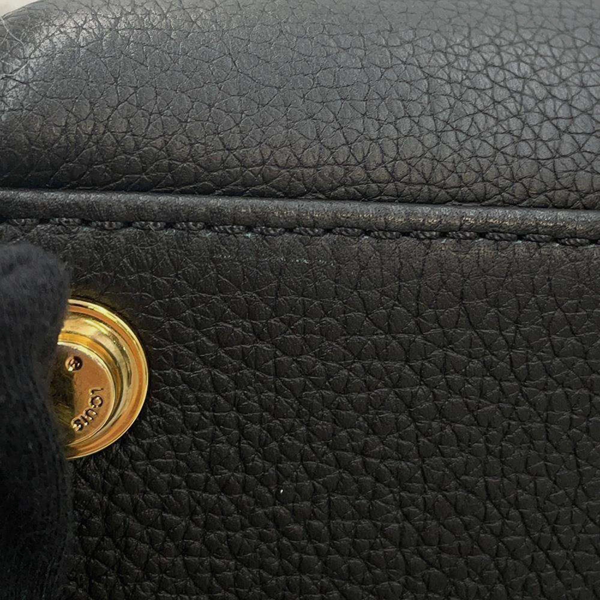 Louis Vuitton Noir Calf Leather Shearling On My Side MM Tote Bag 