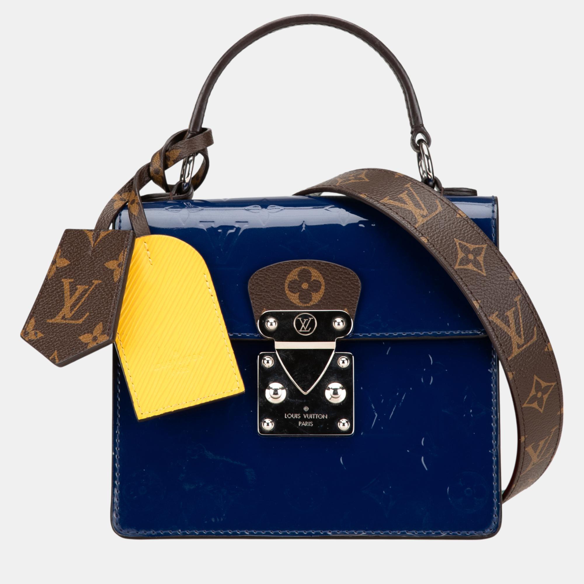 

Louis Vuitton Brown Navy Blue Monogram Vernis Spring Street