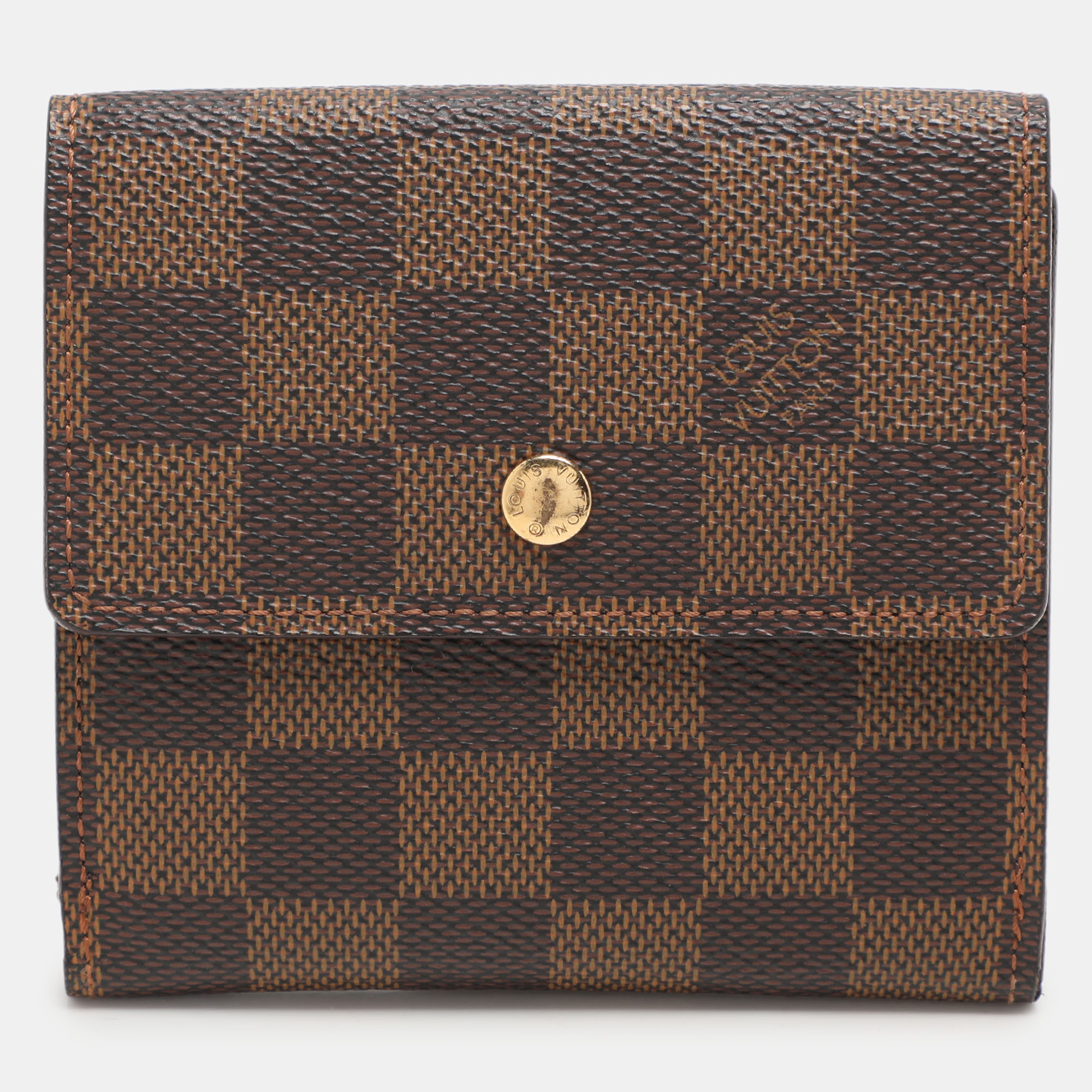 

Louis Vuitton Damier Ebene Canvas Elise Compact Wallet, Brown