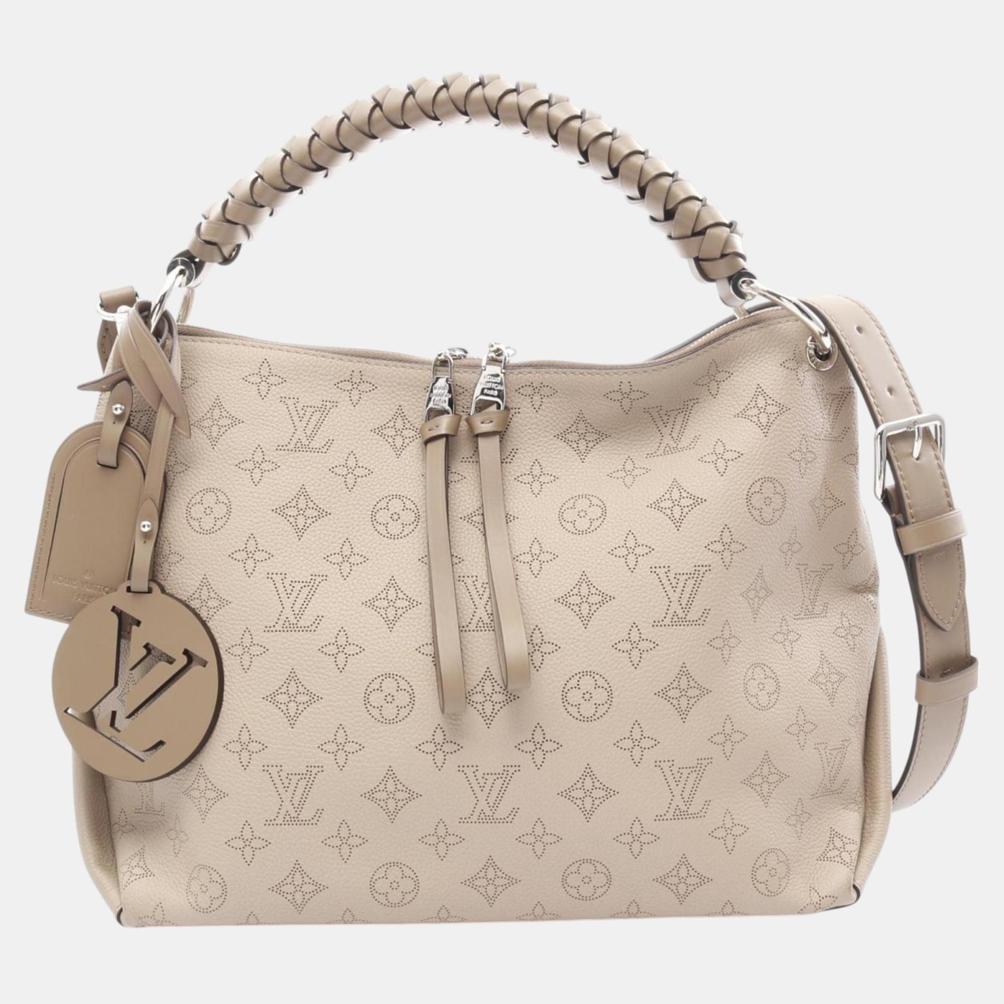 

Louis Vuitton Beige Mahina Leather Hobo Bag