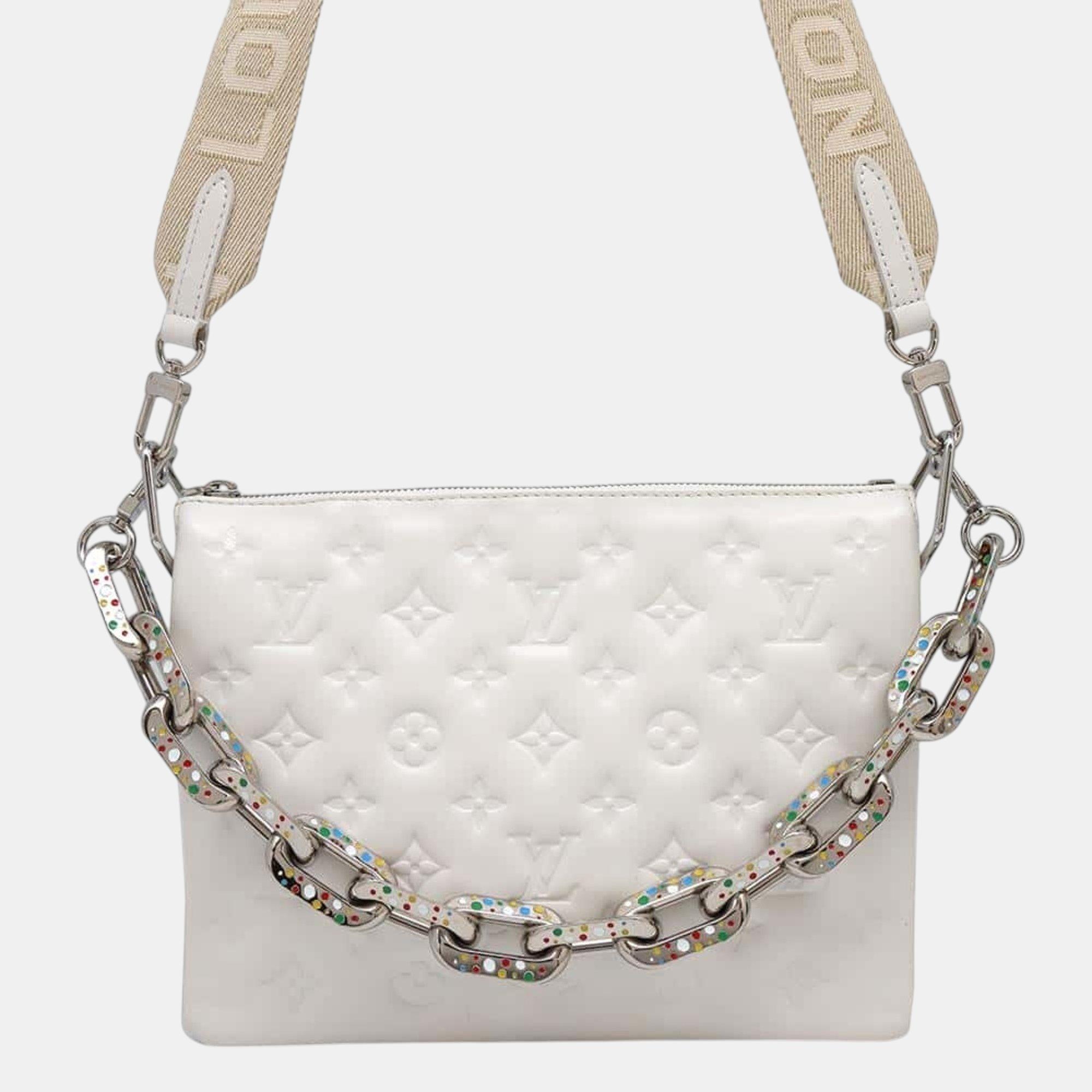 

Louis Vuitton White Lambskin Coussin PM Shoulder Bag