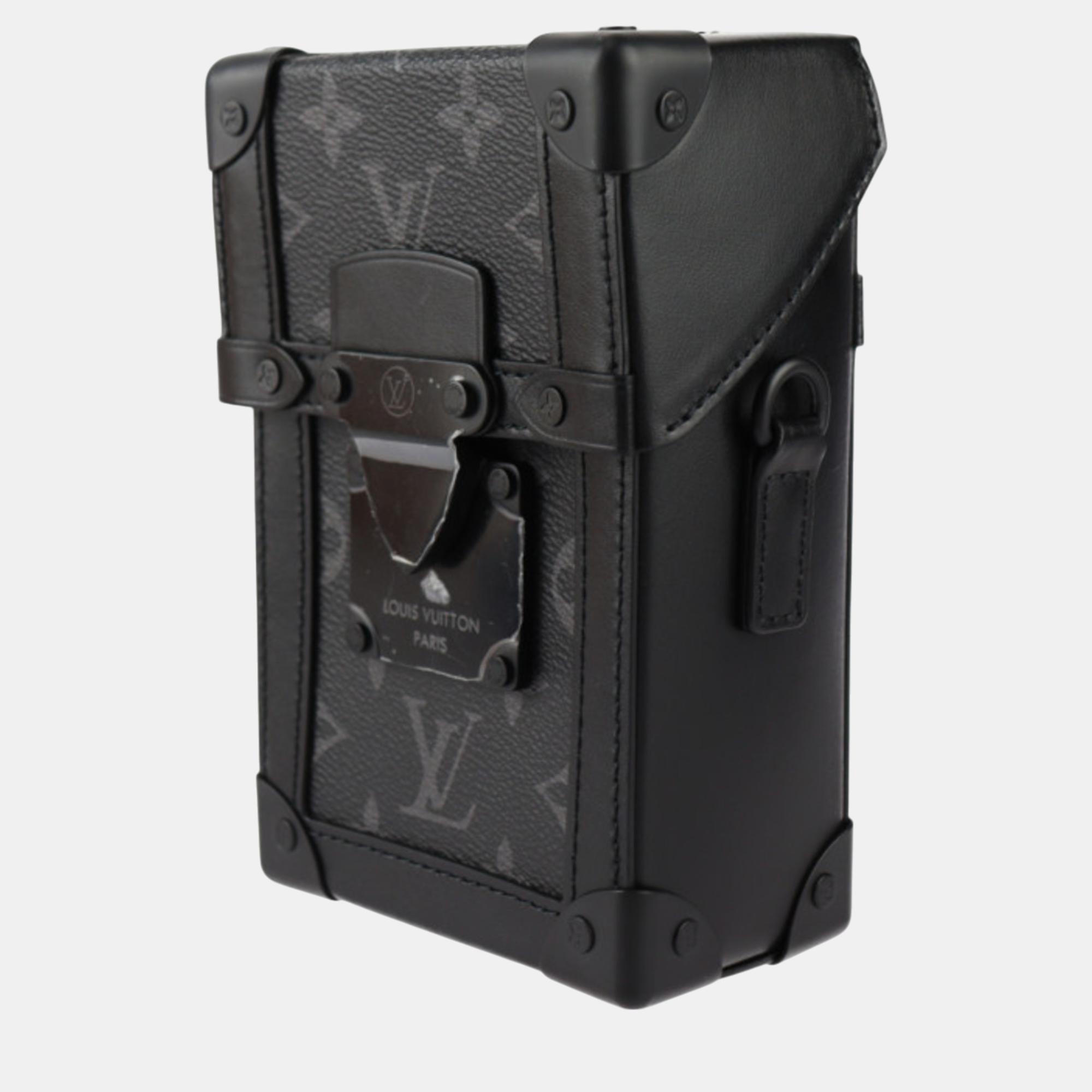 Louis Vuitton Black Monogram Eclipse Leather Vertical Trunk Wearable Wallet Shoulder Bag 