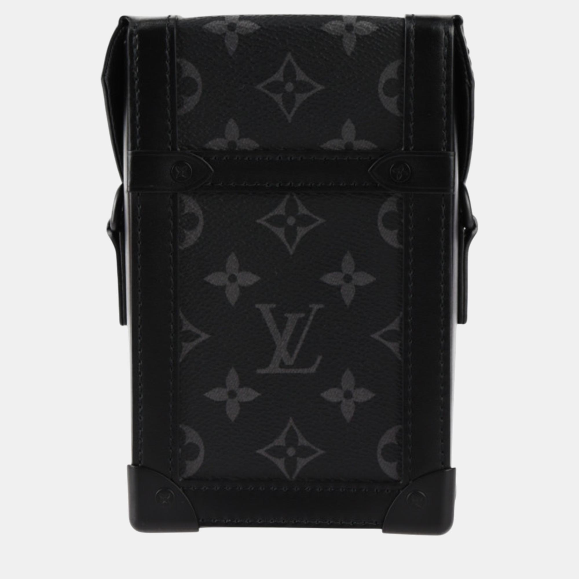 Louis Vuitton Black Monogram Eclipse Leather Vertical Trunk Wearable Wallet Shoulder Bag 