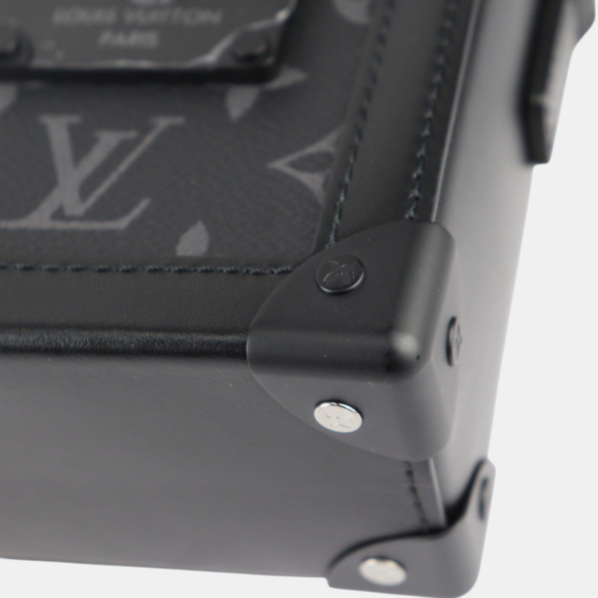 Louis Vuitton Black Monogram Eclipse Leather Vertical Trunk Wearable Wallet Shoulder Bag 