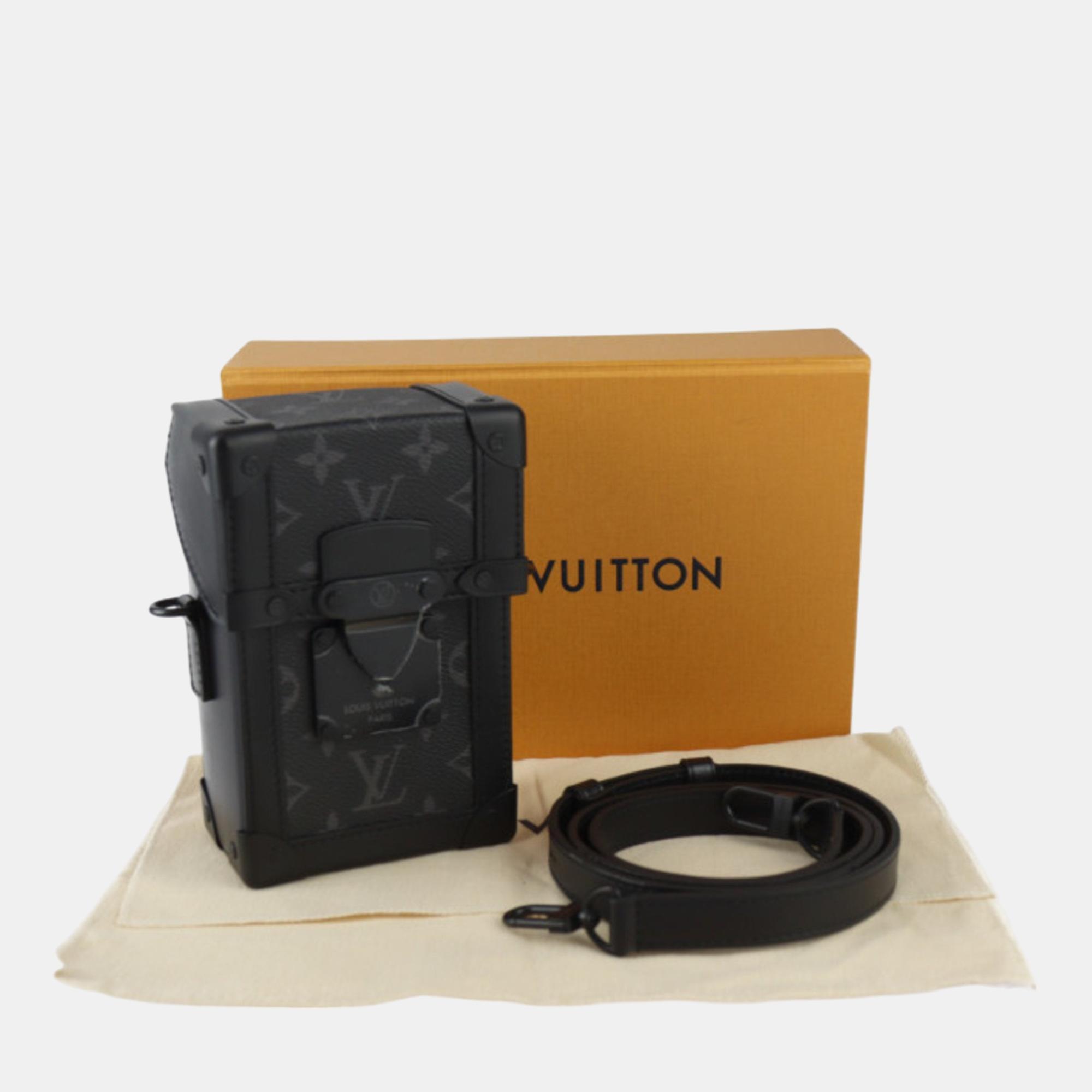 Louis Vuitton Black Monogram Eclipse Leather Vertical Trunk Wearable Wallet Shoulder Bag 