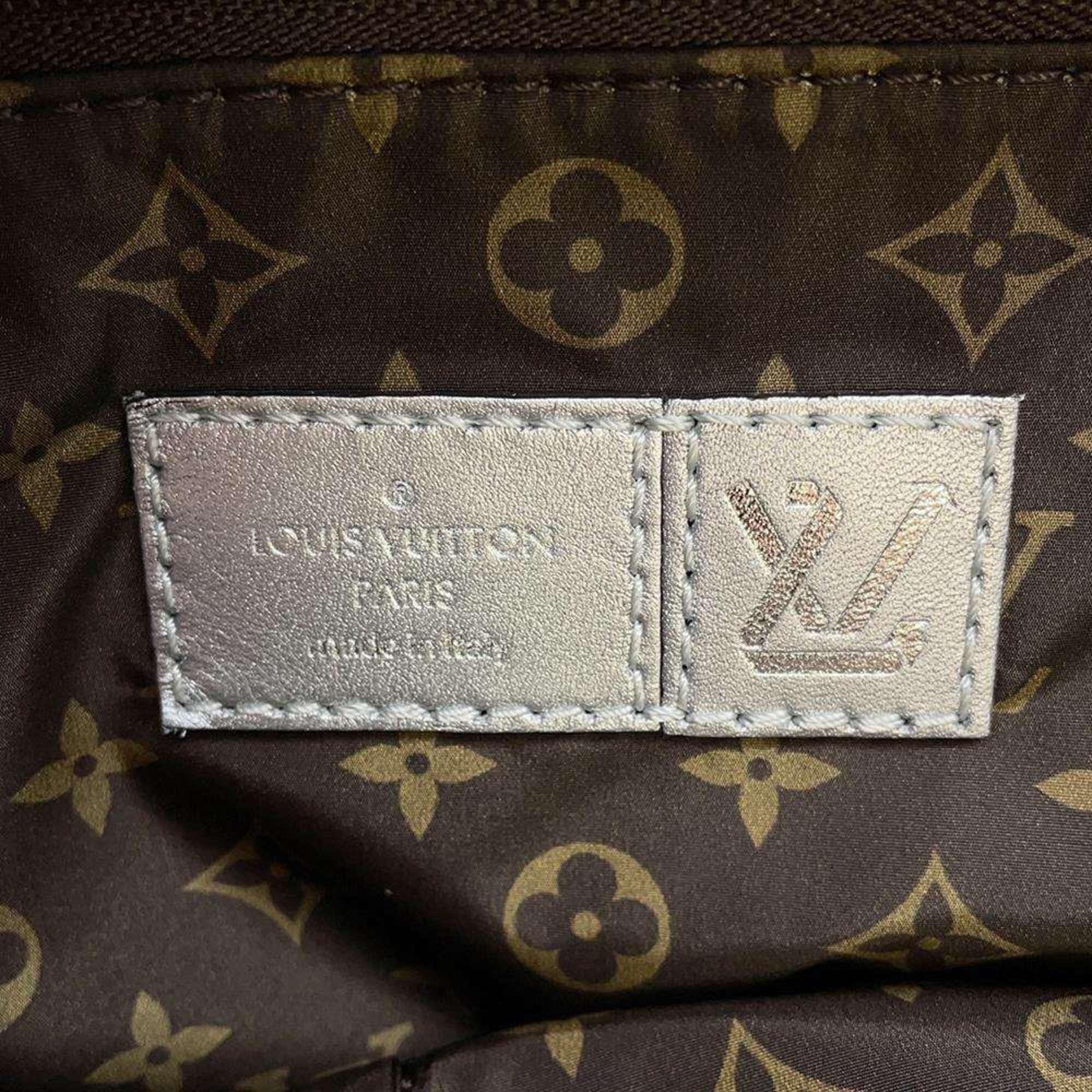 Louis Vuitton Metallic Silver Monogram Nylon On The Go GM Tote Bag 
