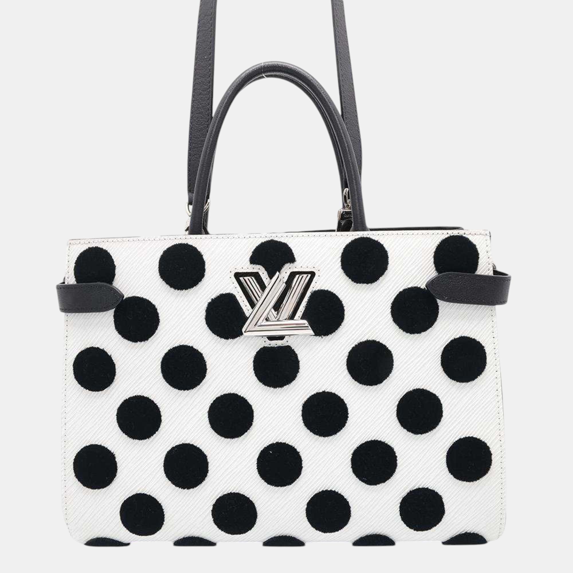 

Louis Vuitton White/Black Epi Infinity Dot Twist Tote Shoulder Bag