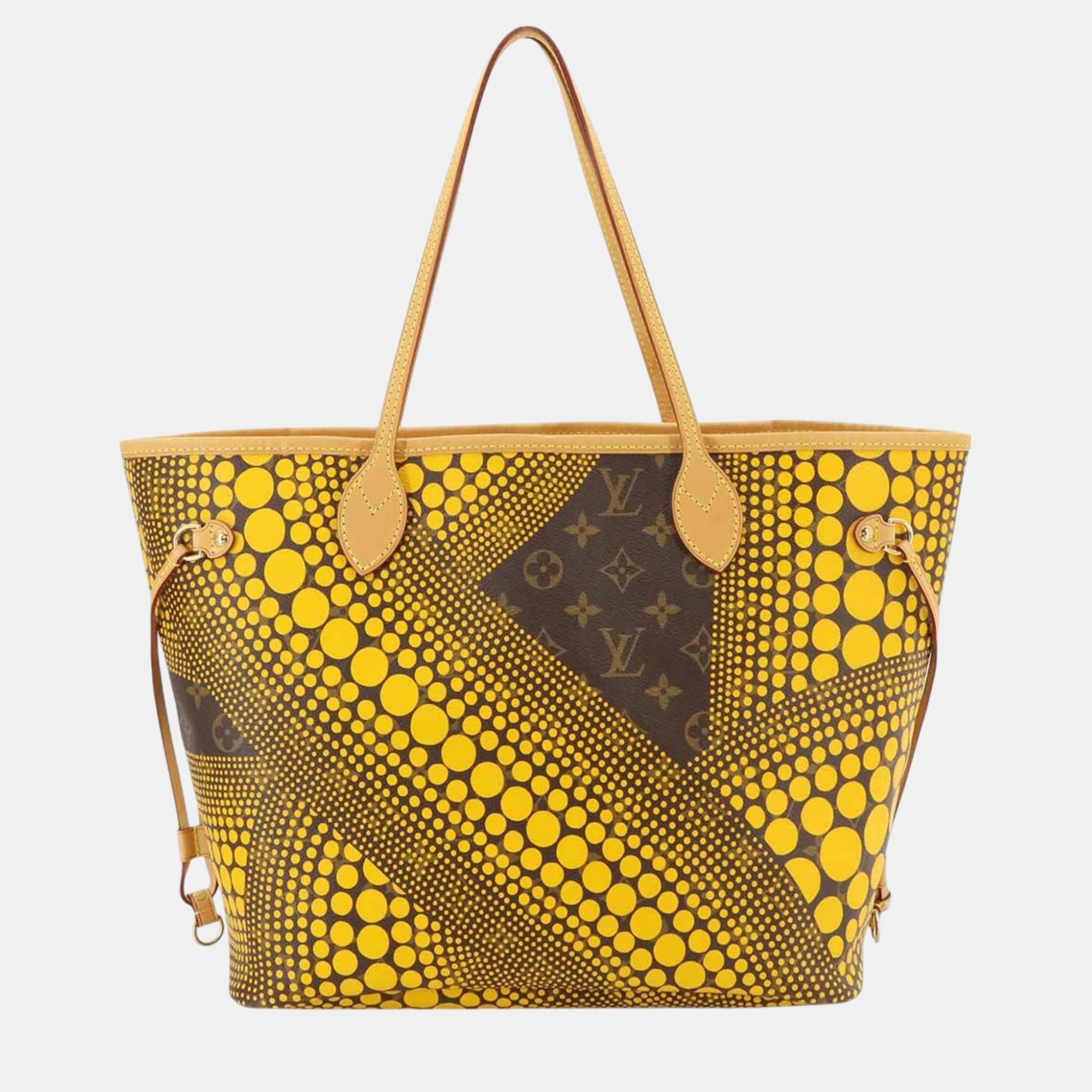 

Louis Vuitton Jaune Dot Polka Monogram Wave Neverfull MM Tote Bag, Brown