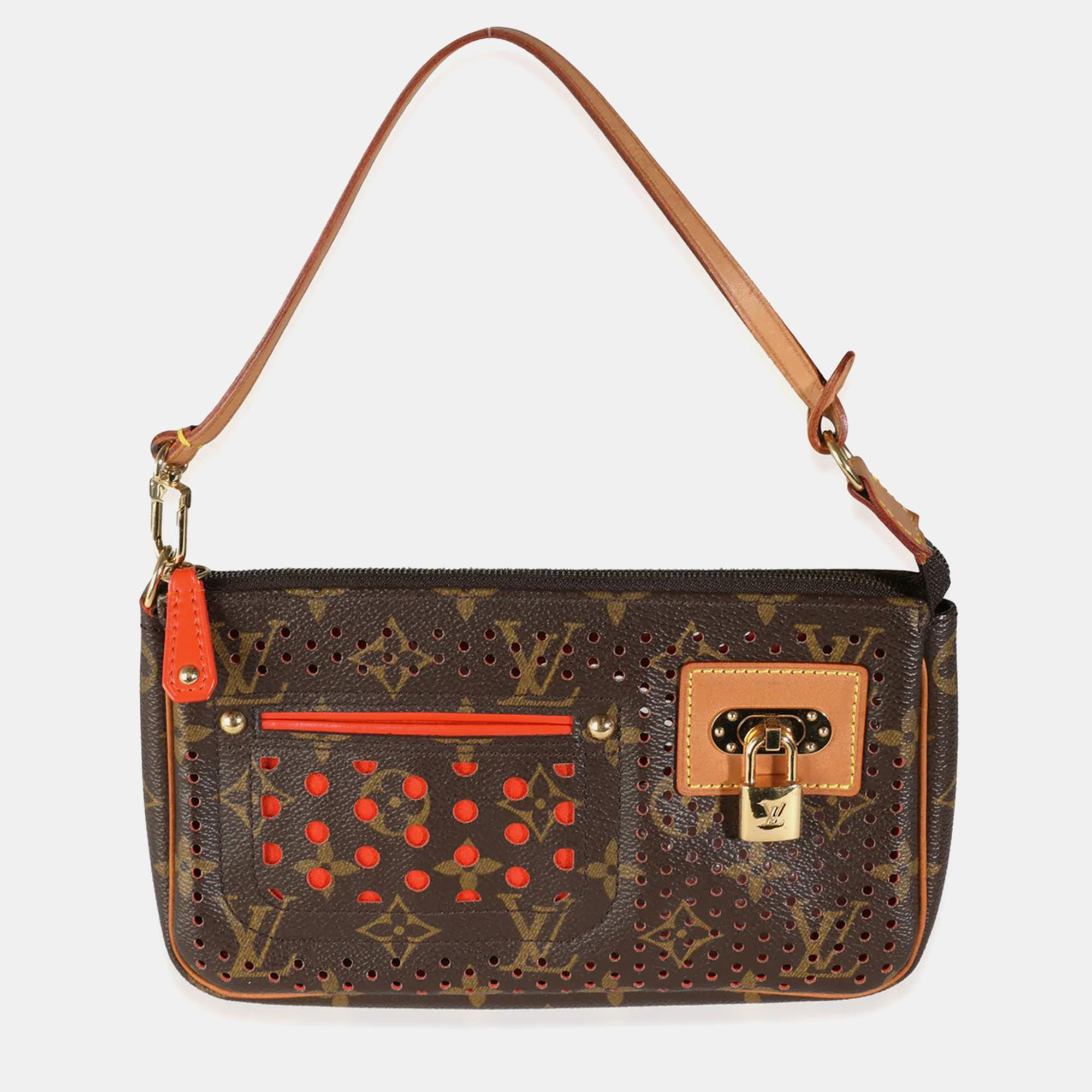 

Louis Vuitton Orange Perforated Monogram Canvas Pochette Accessoires, Brown