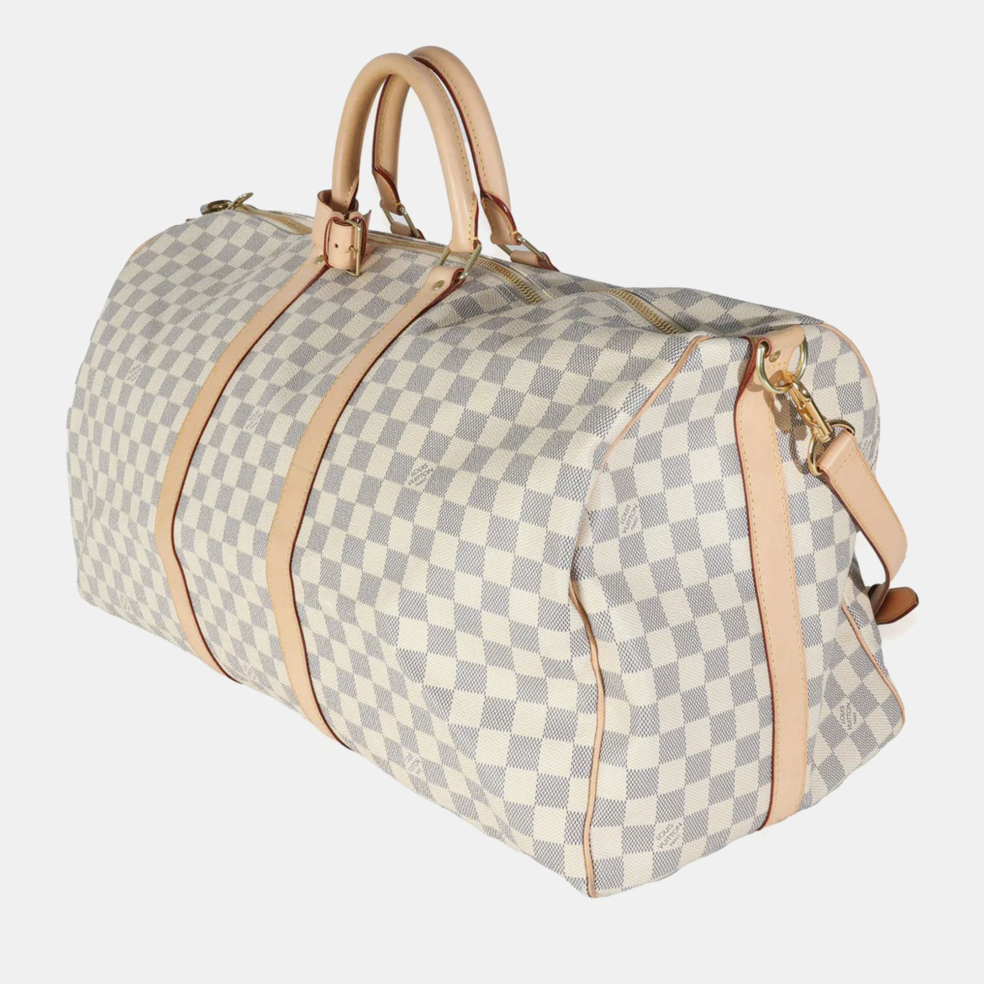 Louis Vuitton Damier Azur Canvas Keepall Bandouliere 55 Bag 