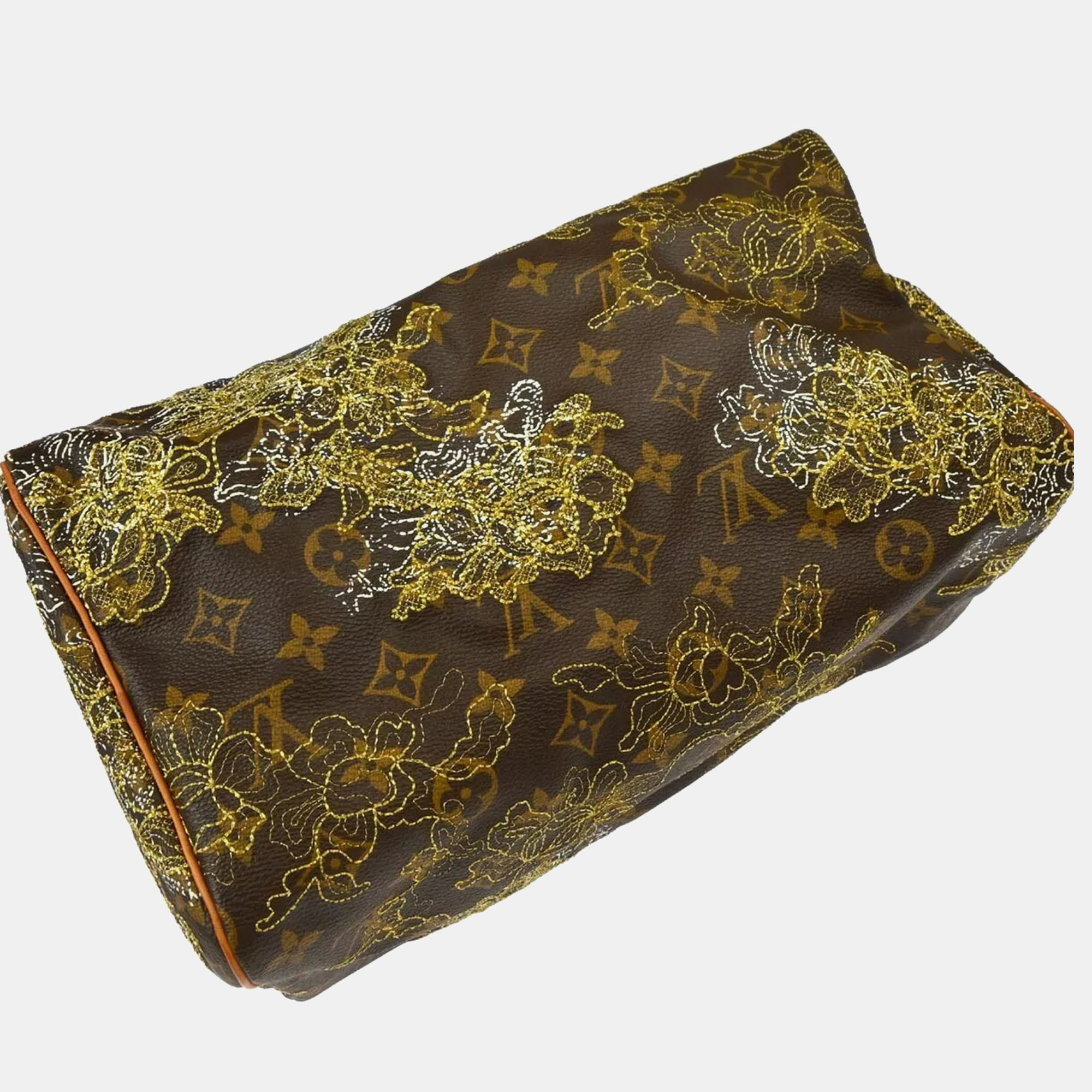 Louis Vuitton Limited Edition Gold Monogram Canvas Dentelle Speedy 30 Bag 