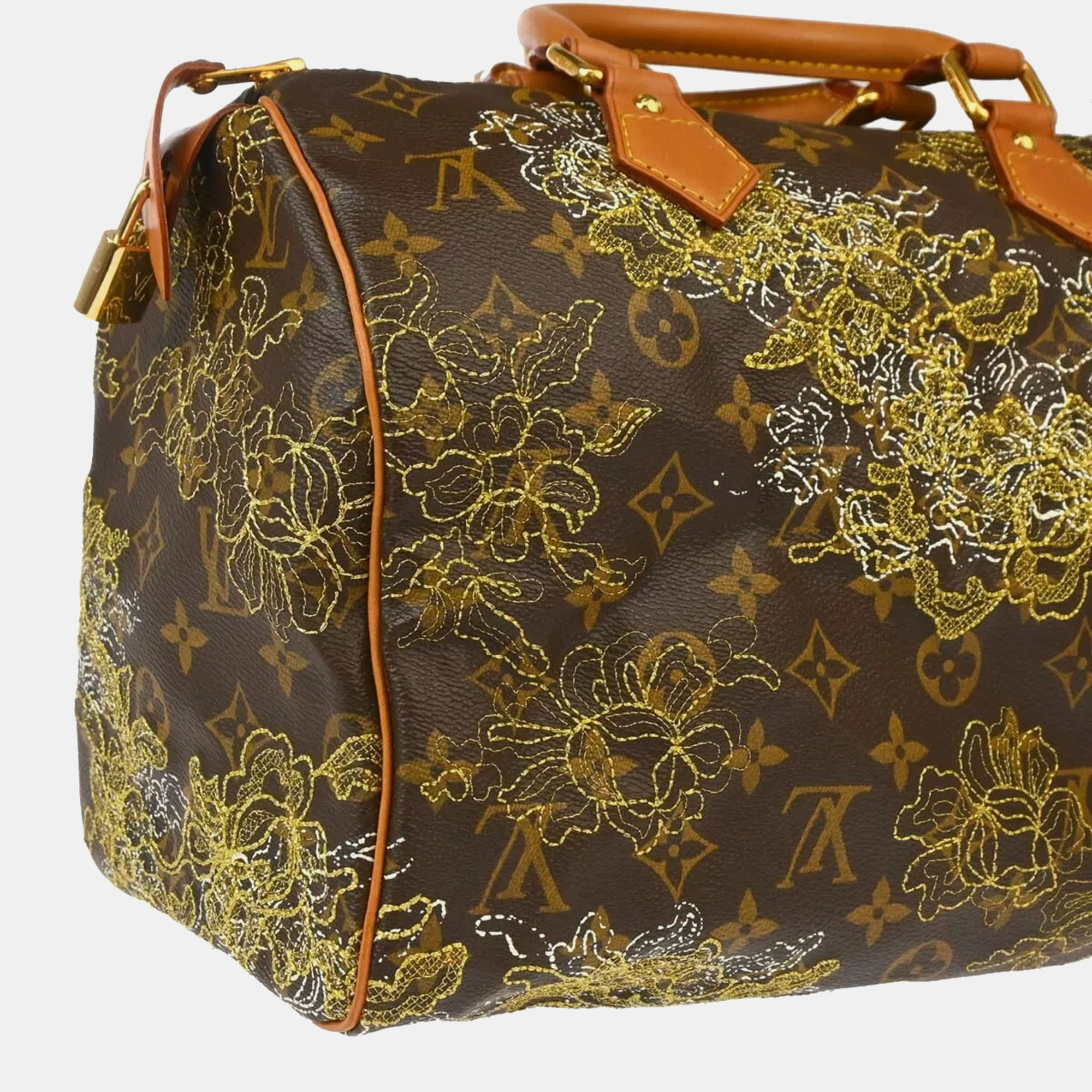 Louis Vuitton Limited Edition Gold Monogram Canvas Dentelle Speedy 30 Bag 