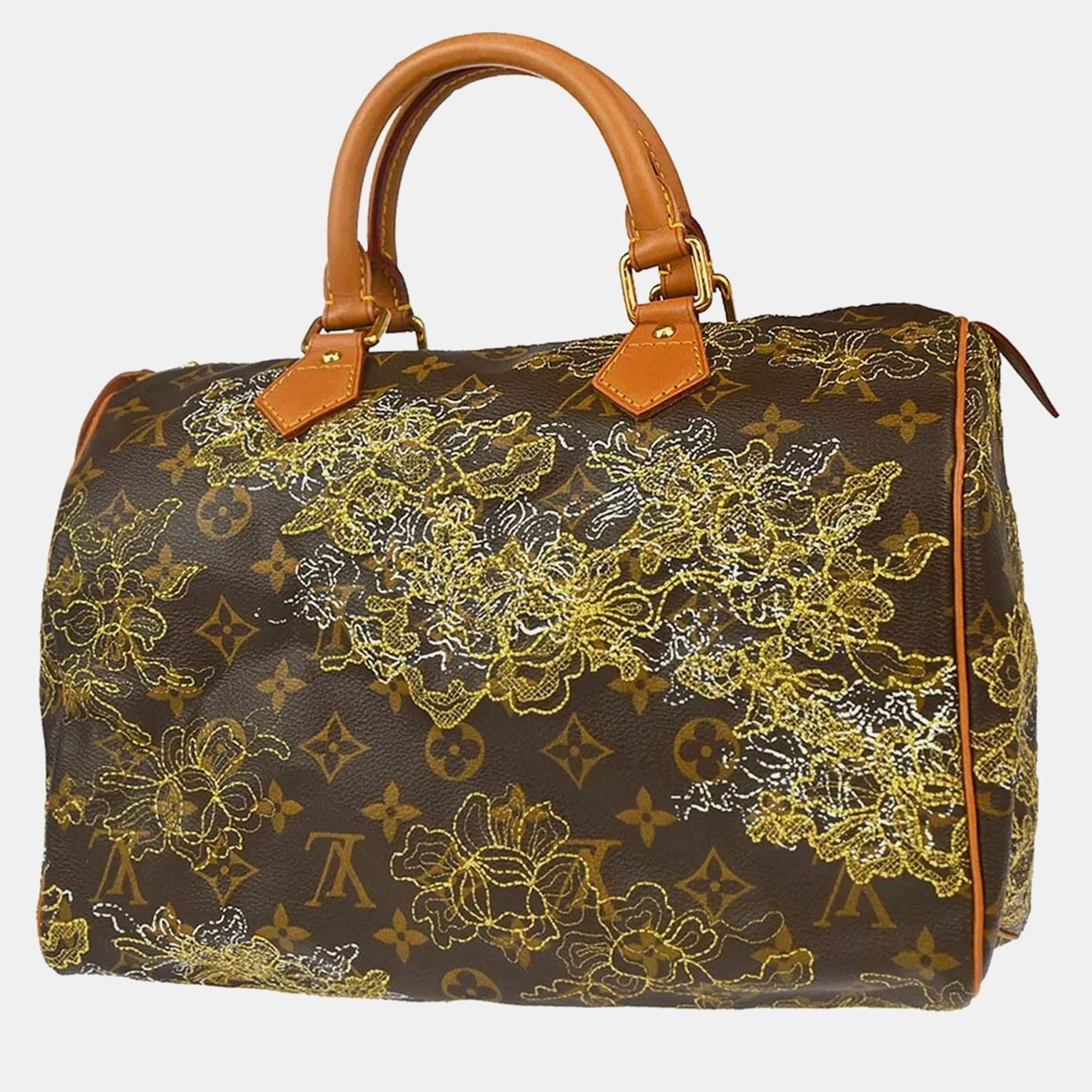 

Louis Vuitton Limited Edition Gold Monogram Canvas Dentelle Speedy 30 Bag, Brown