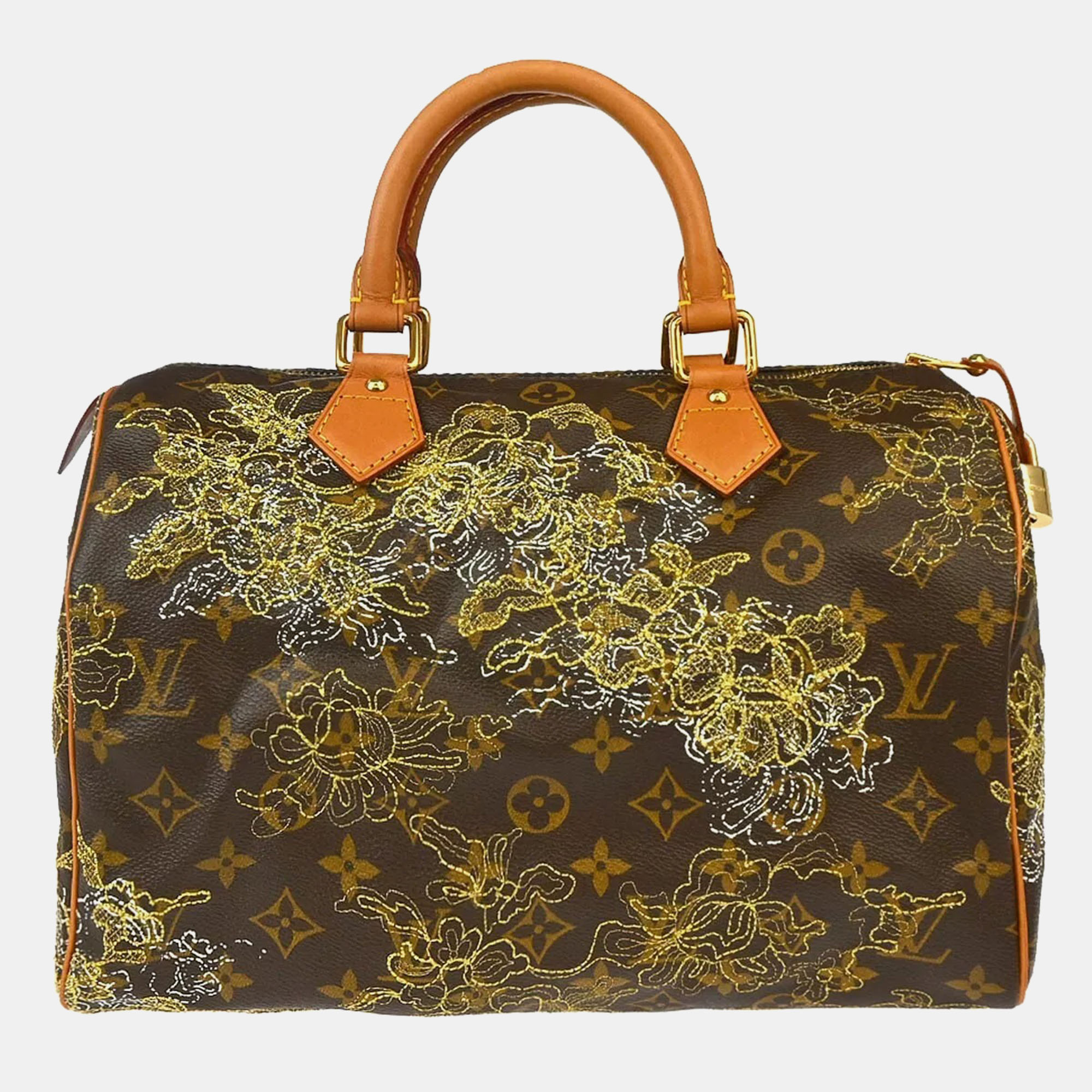 Louis Vuitton Limited Edition Gold Monogram Canvas Dentelle Speedy 30 Bag 