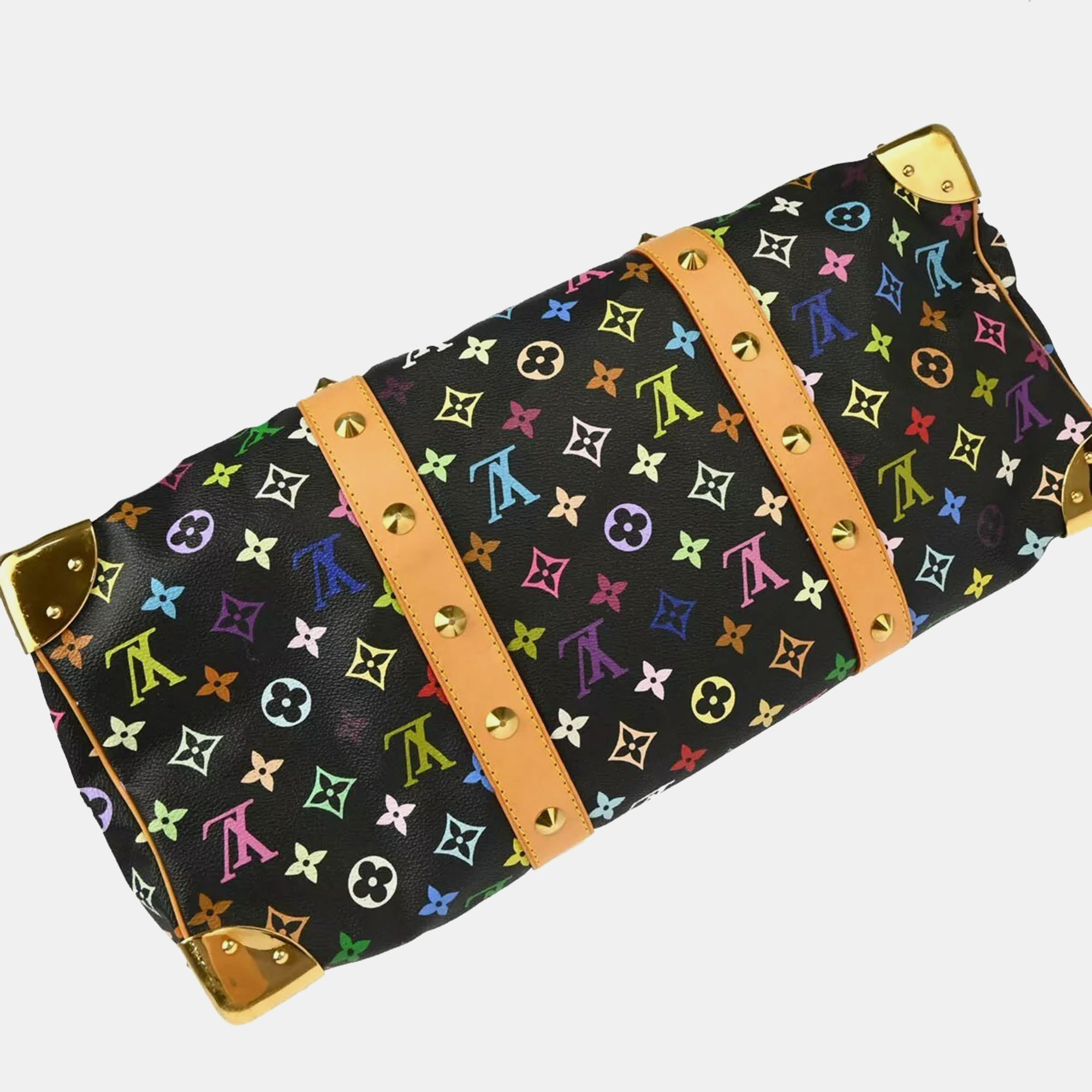 Louis Vuitton Black Monogram Multicolor Speedy 45 Handbag 