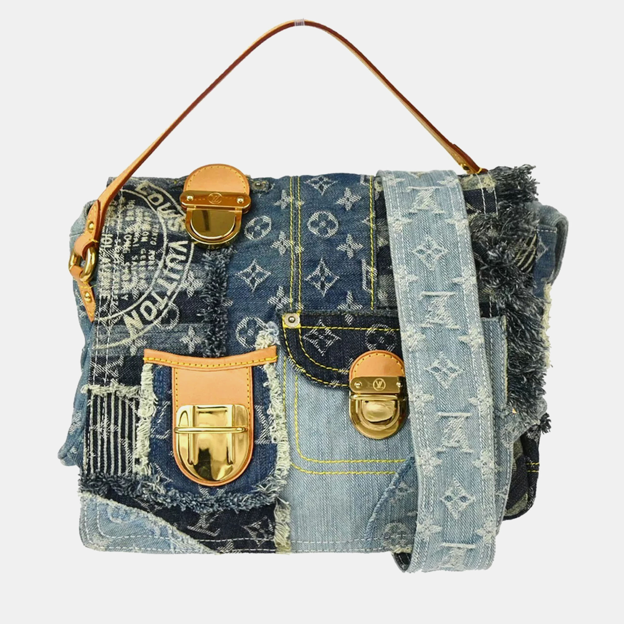 

Louis Vuitton Monogram Denim Patchwork Posty Handbag, Blue