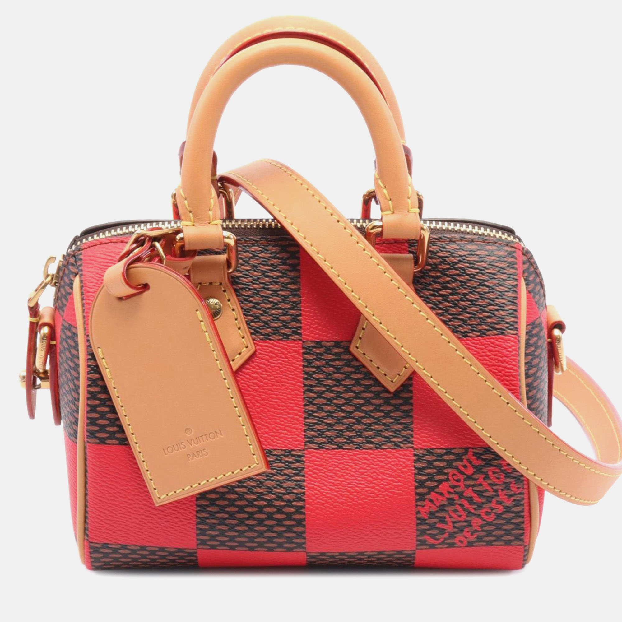 

Louis Vuitton Red Damier Pop Speedy Bandouliere 18