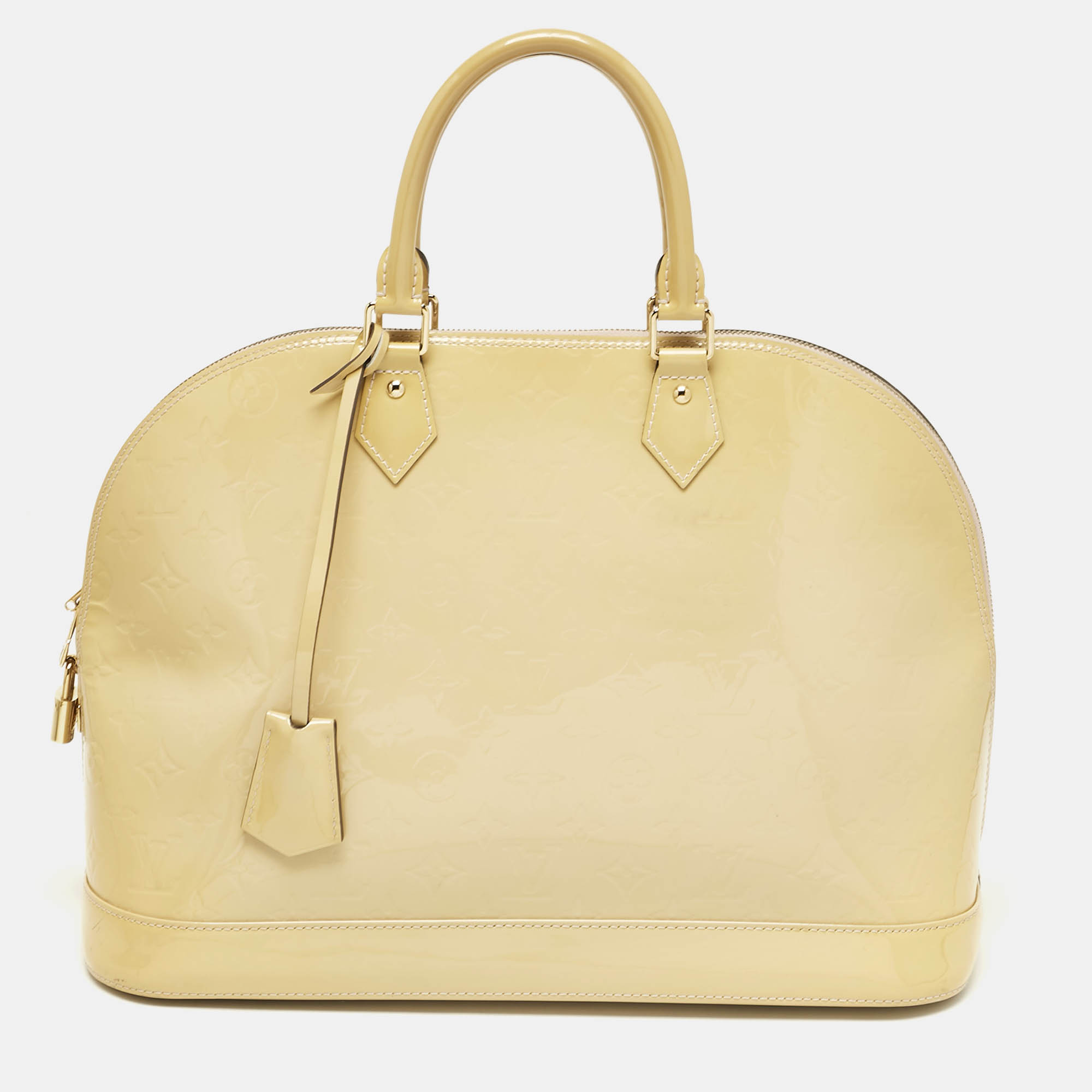 

Louis Vuitton Citrine Monogram Vernis Alma GM Bag, Cream