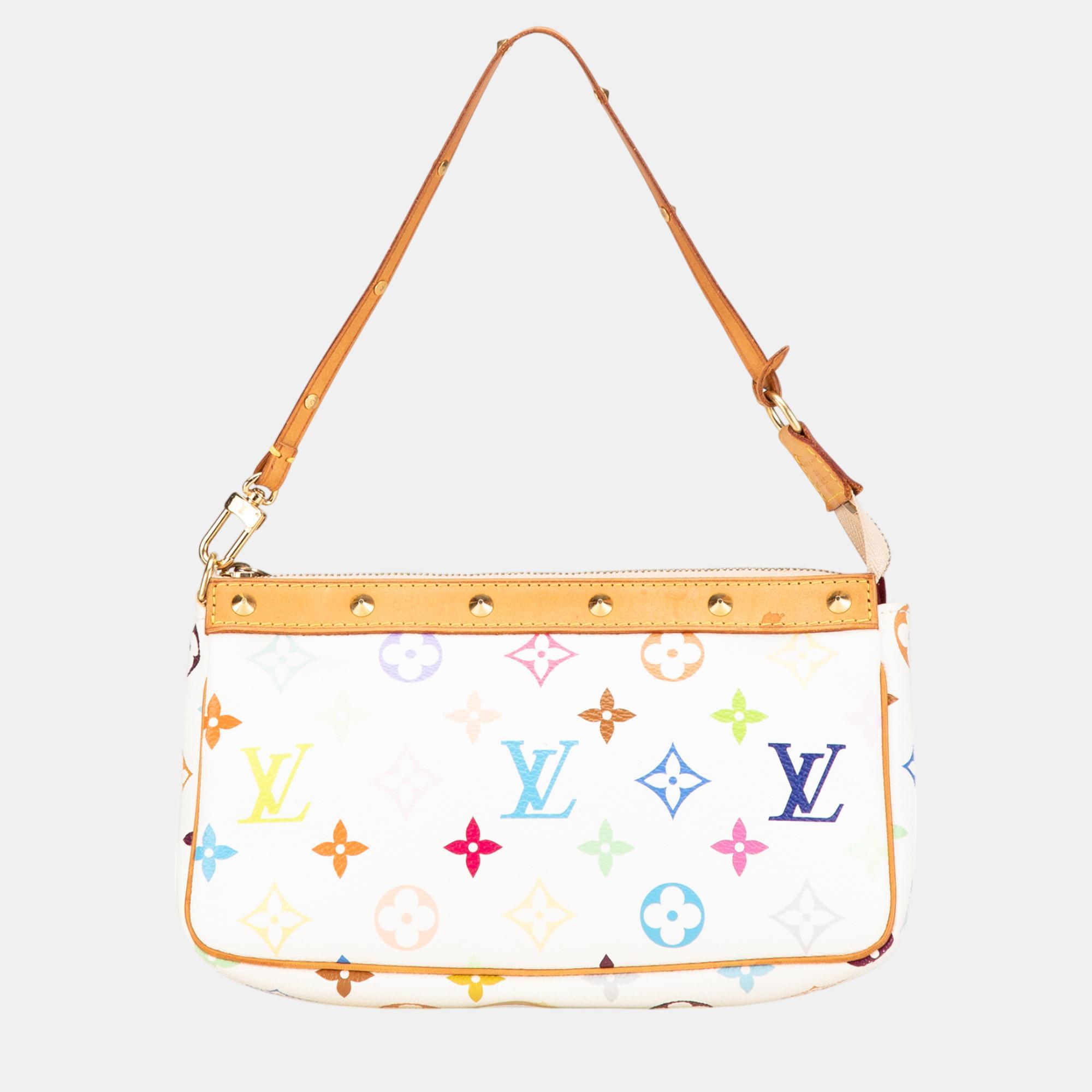 

Louis Vuitton White Monogram Multicolore Pochette Accessoires