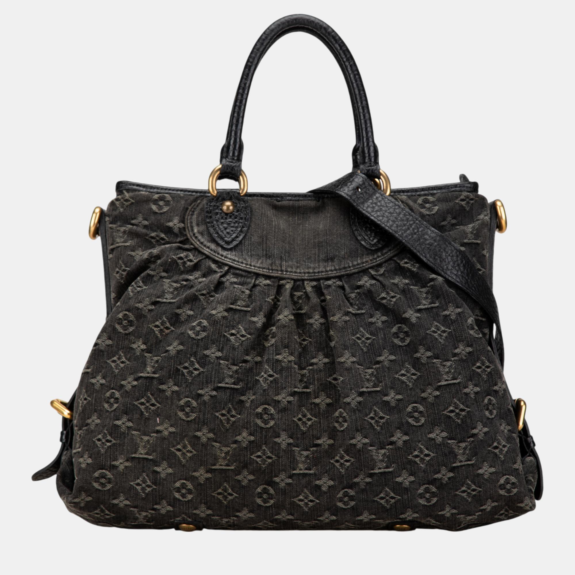 

Louis Vuitton Black Monogram Denim Neo Cabby GM Satchel Bag