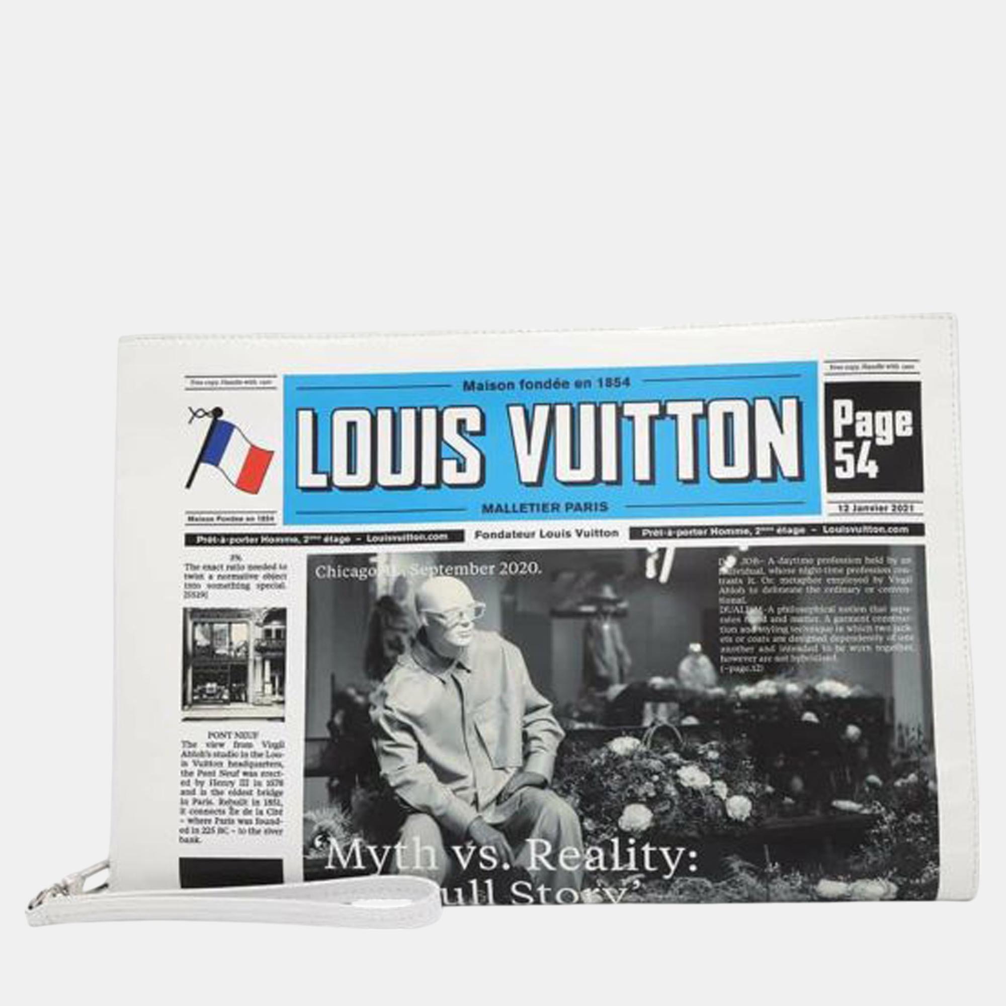 

Louis Vuitton White Leather Newspaper Pouch