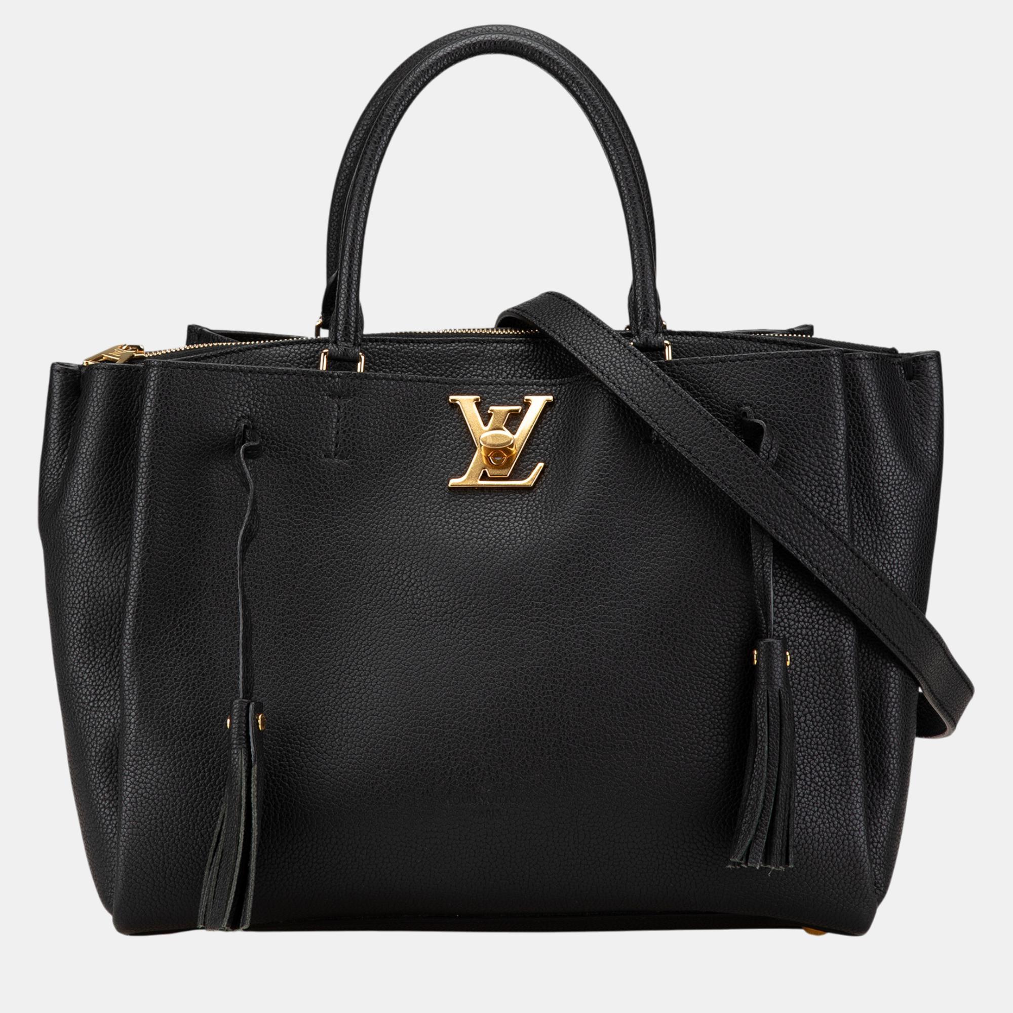 

Louis Vuitton Black Leather Lockmeto Satchel Bag