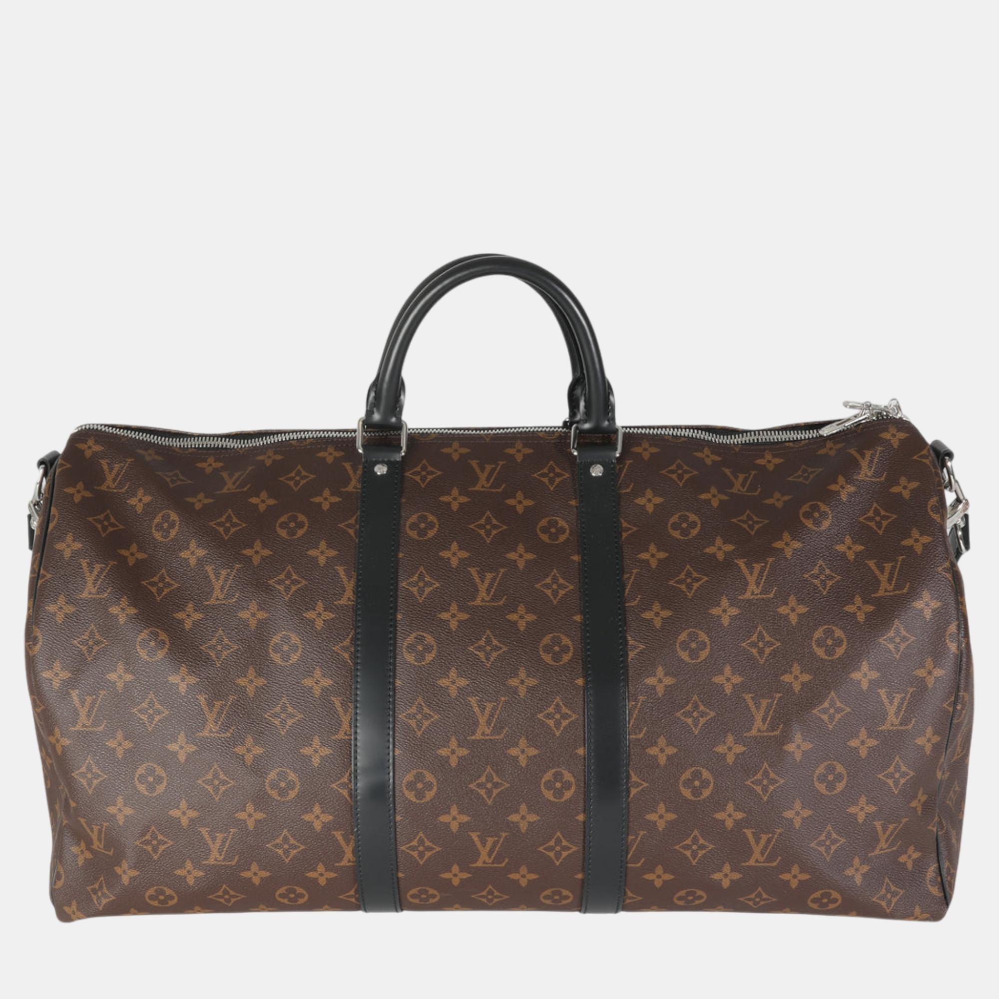 

Louis Vuitton Monogram Macassar Canvas Keepall Bandouliere 55 Bag, Brown