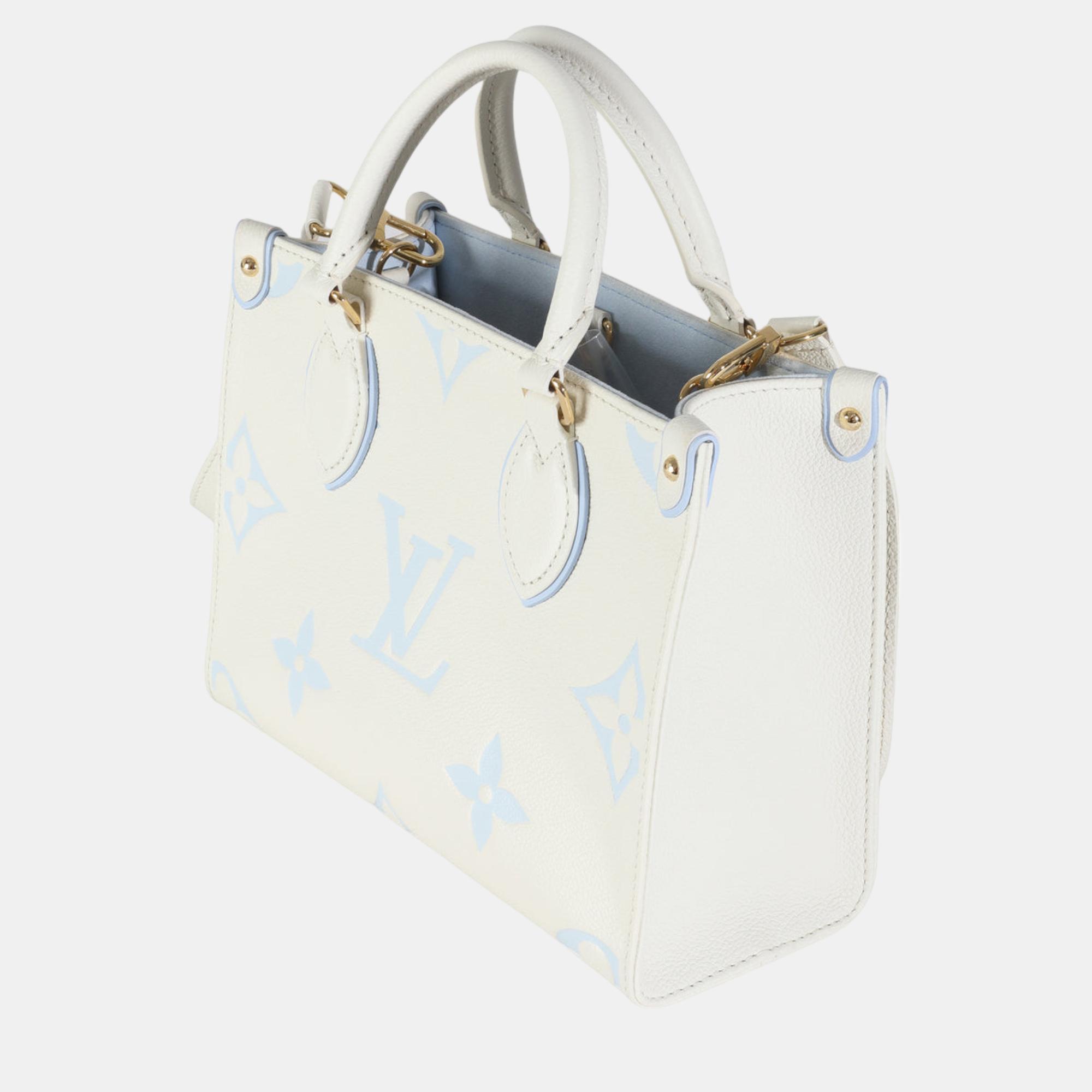 Louis Vuitton Latte Candy Blue Monogram Giant Empreinte Onthego PM Bag 