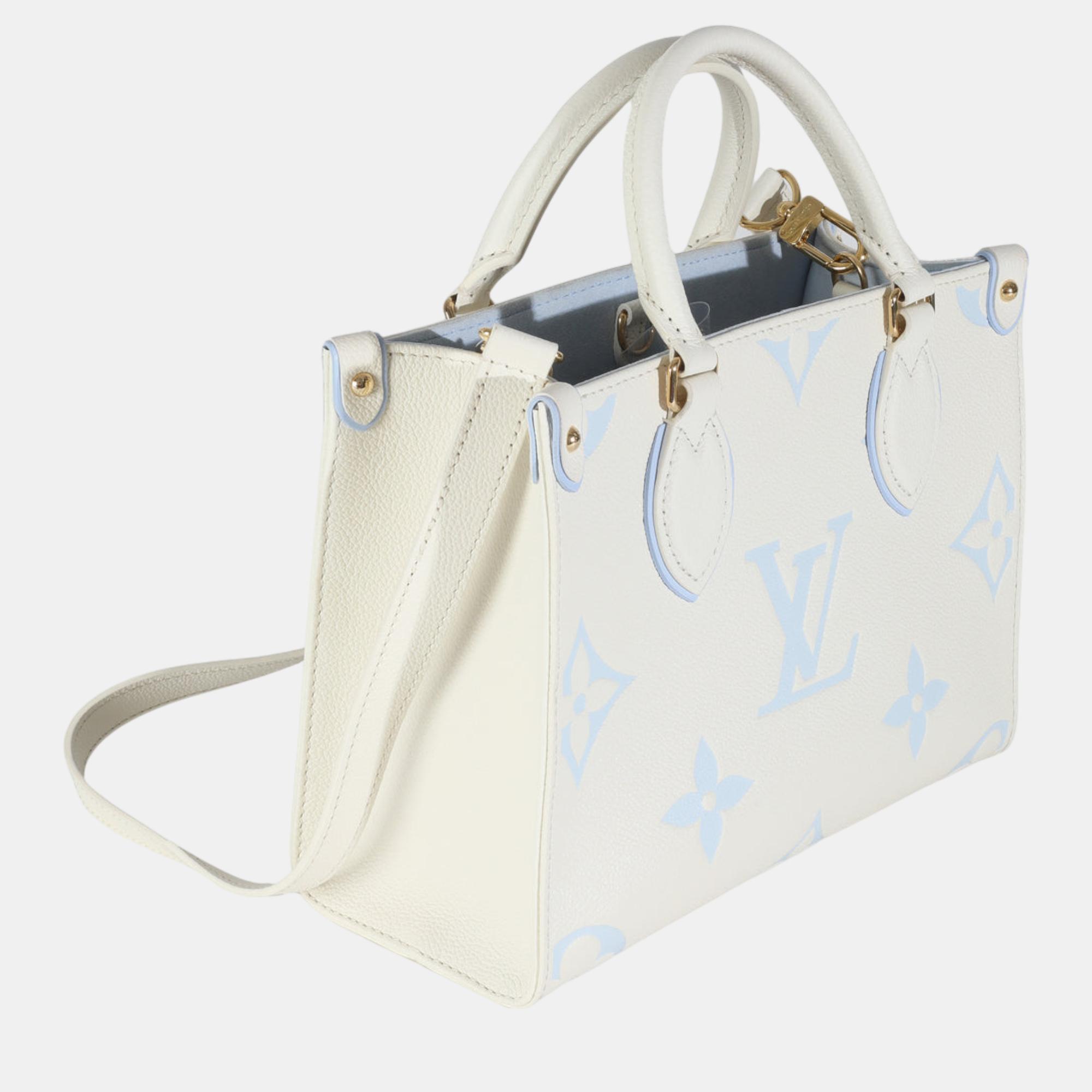 Louis Vuitton Latte Candy Blue Monogram Giant Empreinte Onthego PM Bag 