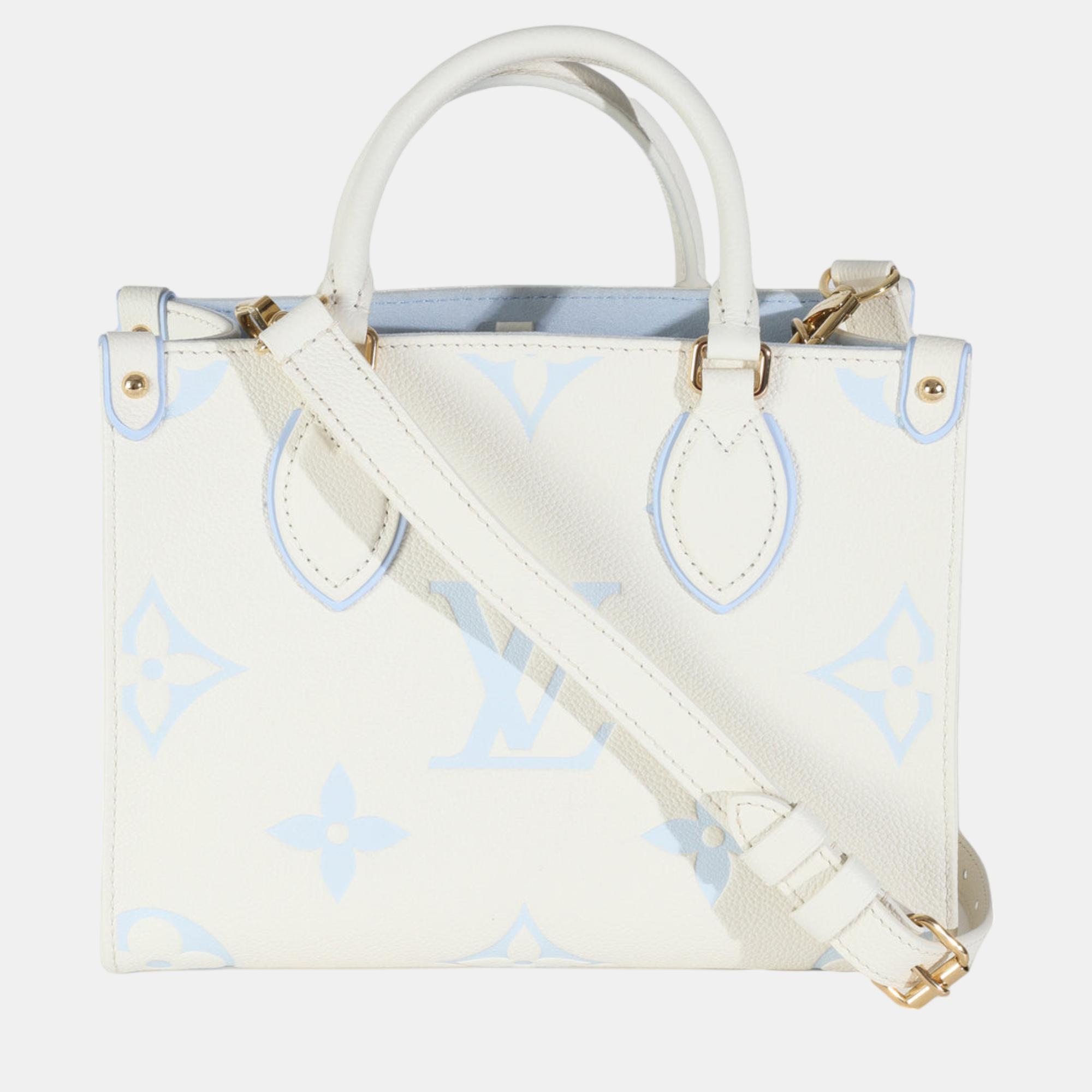 Louis Vuitton Latte Candy Blue Monogram Giant Empreinte Onthego PM Bag 