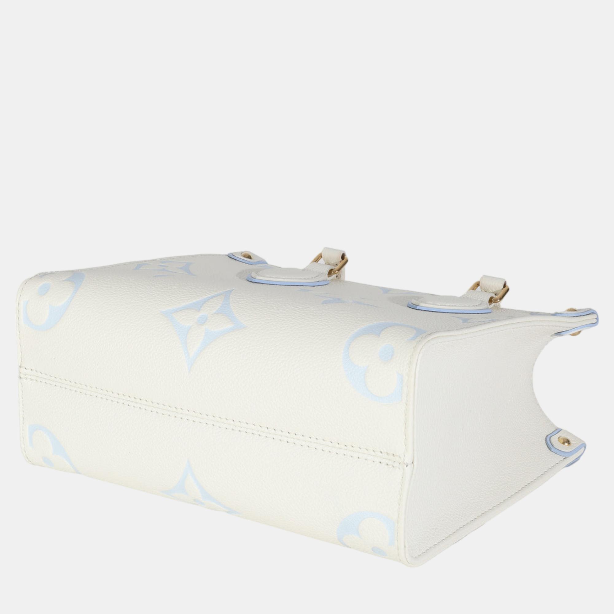 Louis Vuitton Latte Candy Blue Monogram Giant Empreinte Onthego PM Bag 