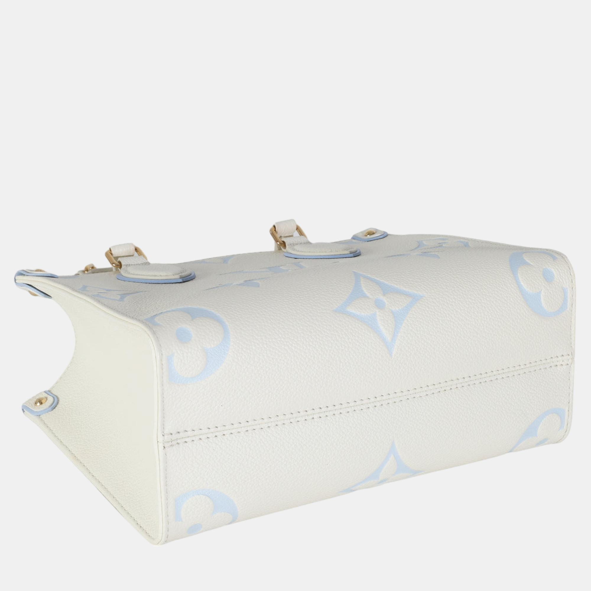 Louis Vuitton Latte Candy Blue Monogram Giant Empreinte Onthego PM Bag 