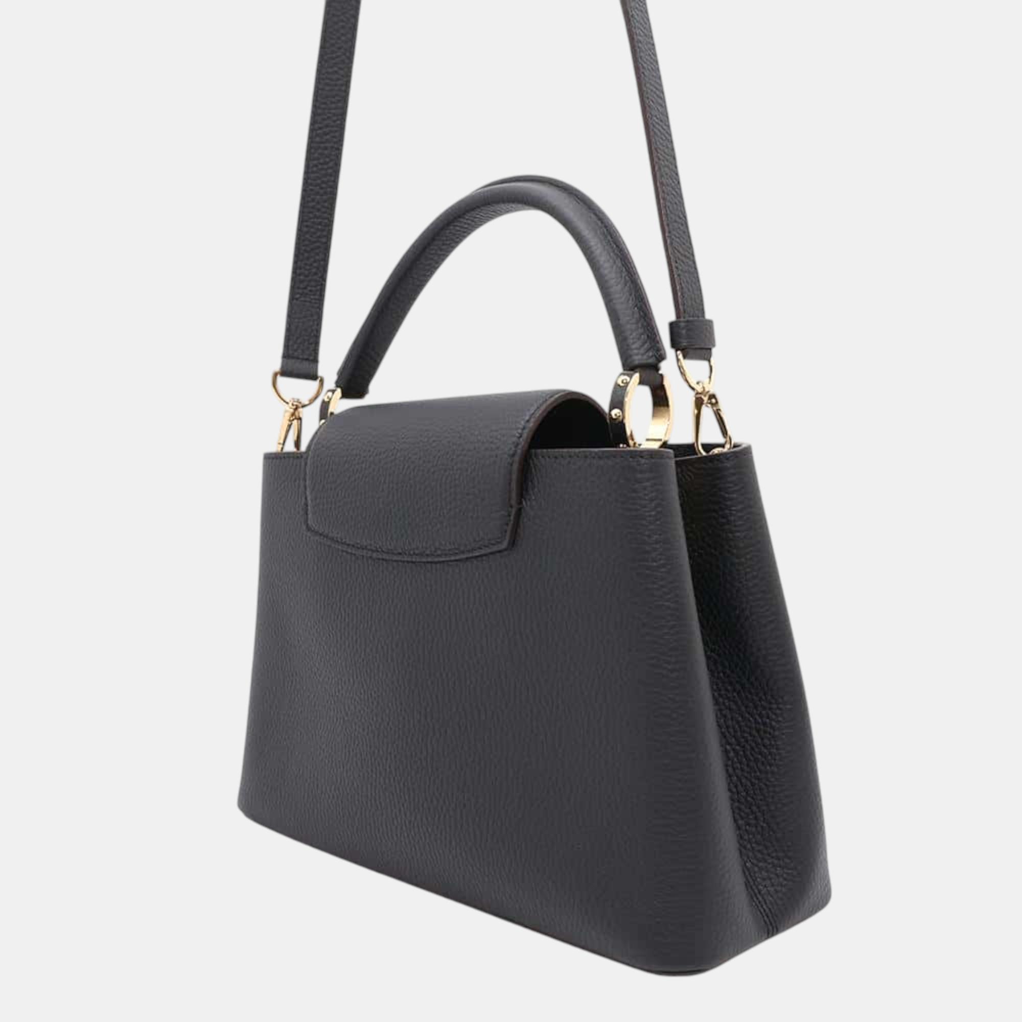 Louis Vuitton Black Taurillon Leather Capucines MM Bag 