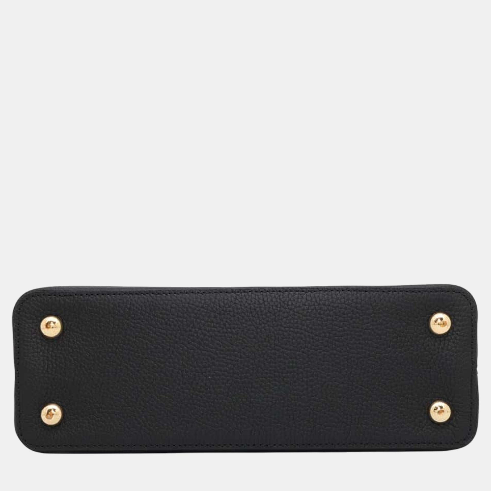 Louis Vuitton Black Taurillon Leather Capucines MM Bag 