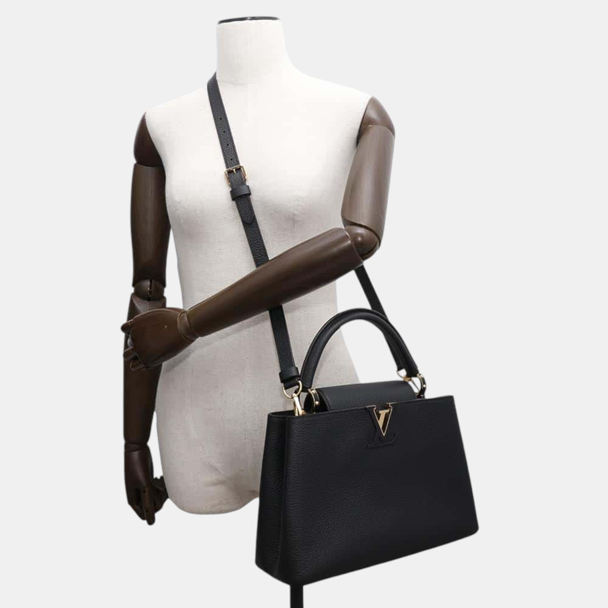 Louis Vuitton Black Taurillon Leather Capucines MM Bag 