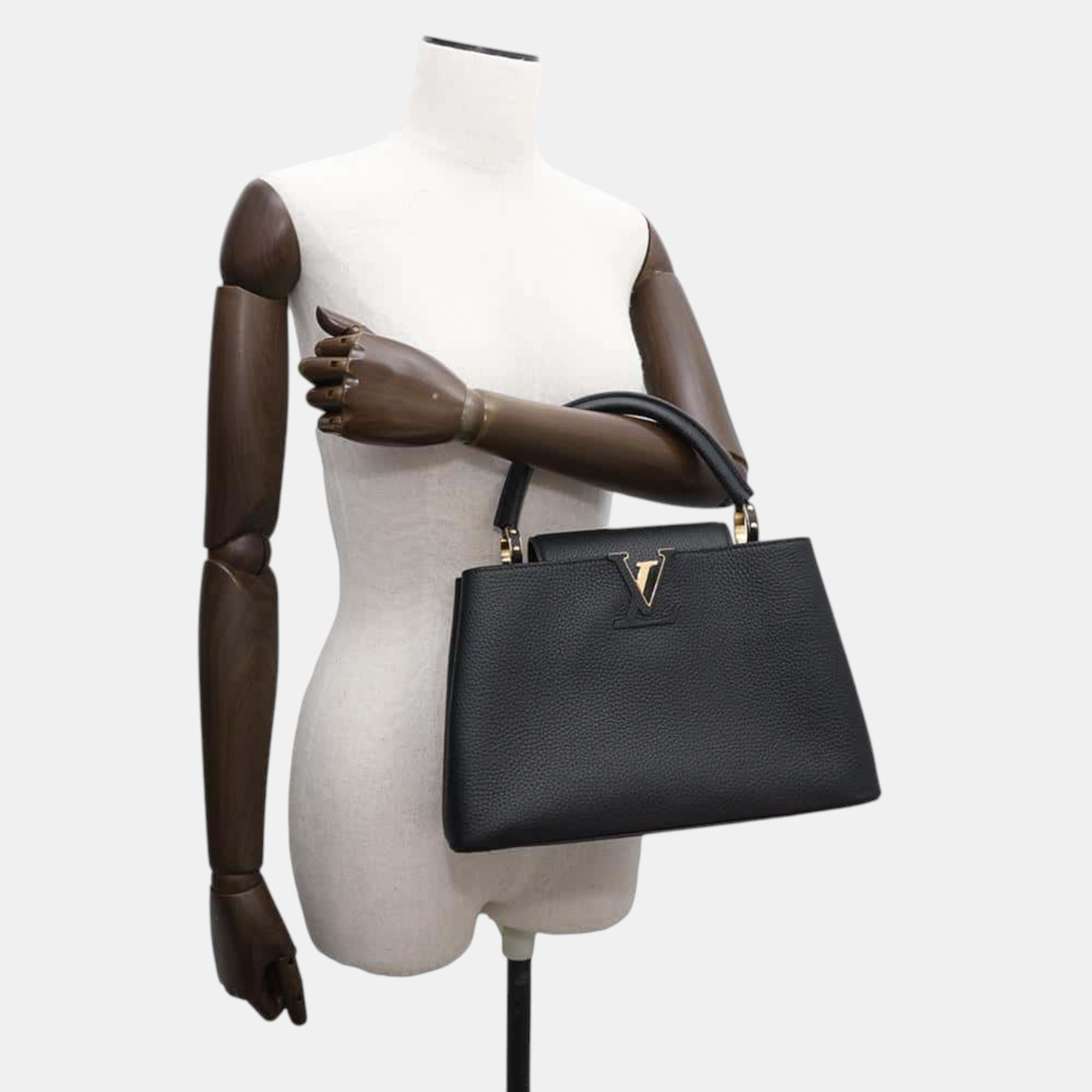 Louis Vuitton Black Taurillon Leather Capucines MM Bag 