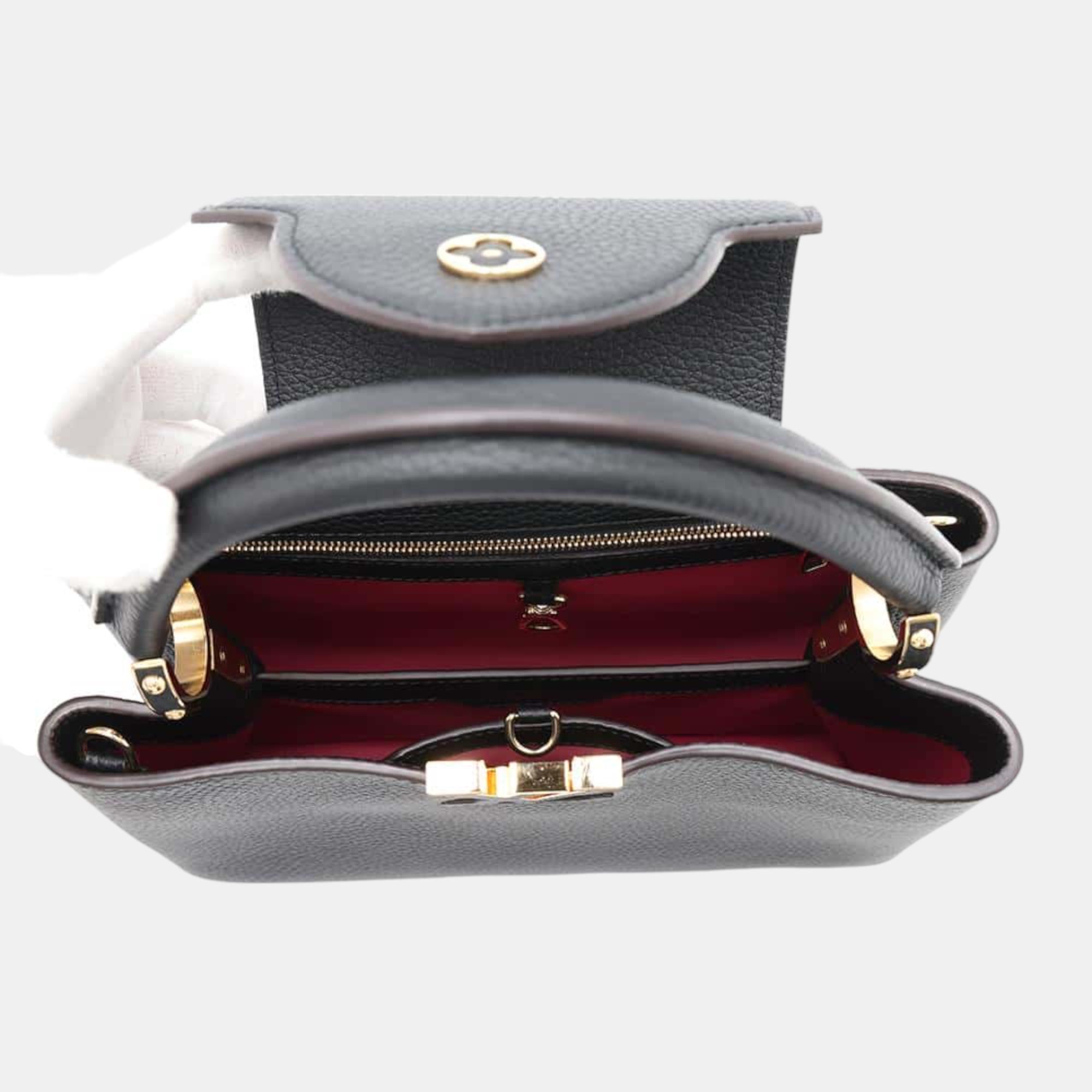 Louis Vuitton Black Taurillon Leather Capucines MM Bag 