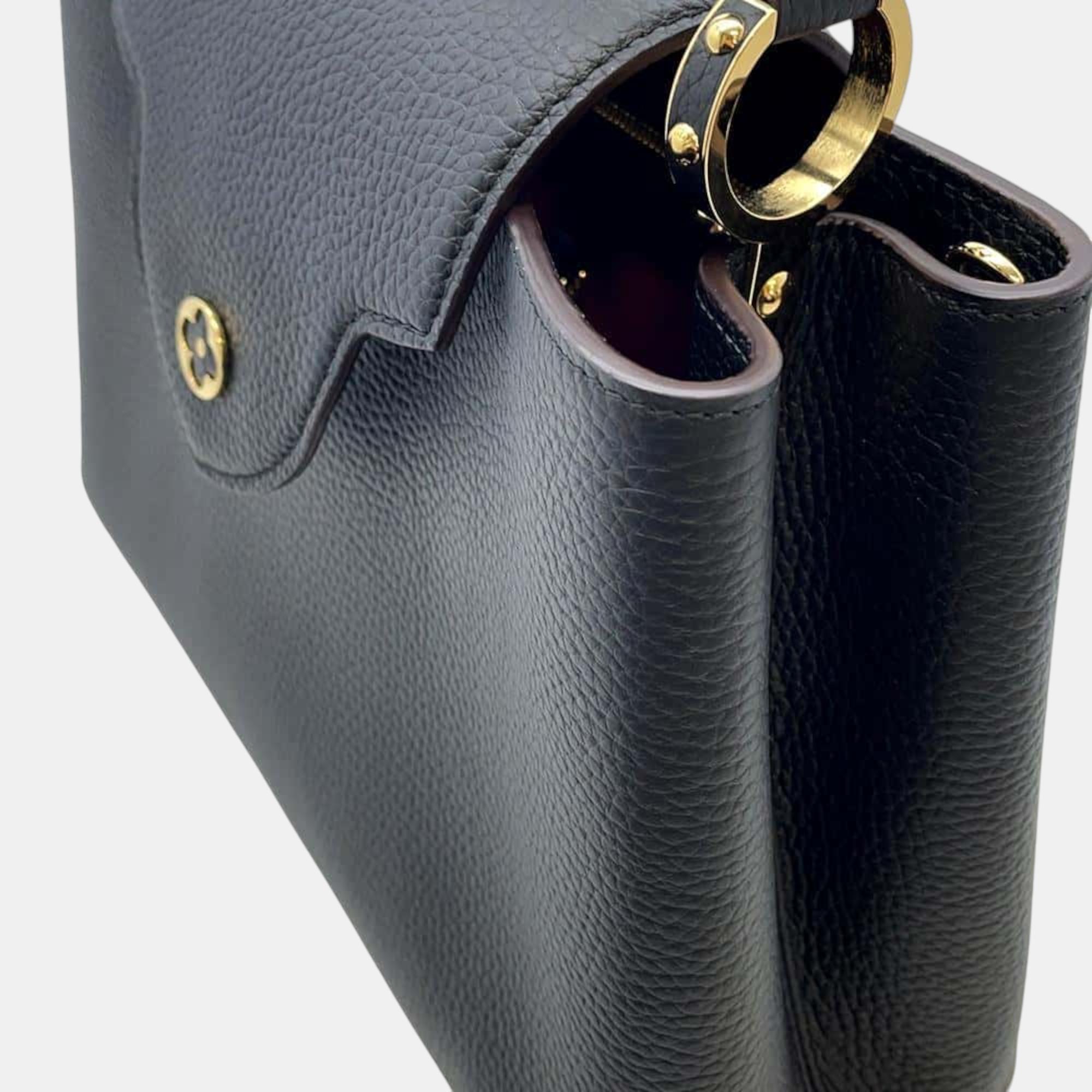 Louis Vuitton Black Taurillon Leather Capucines MM Bag 