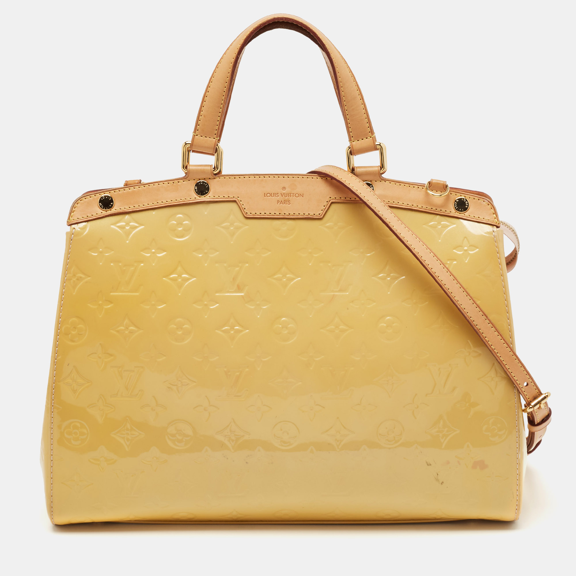 

Louis Vuitton Blanc Corail Monogram Vernis Brea GM Bag, Cream