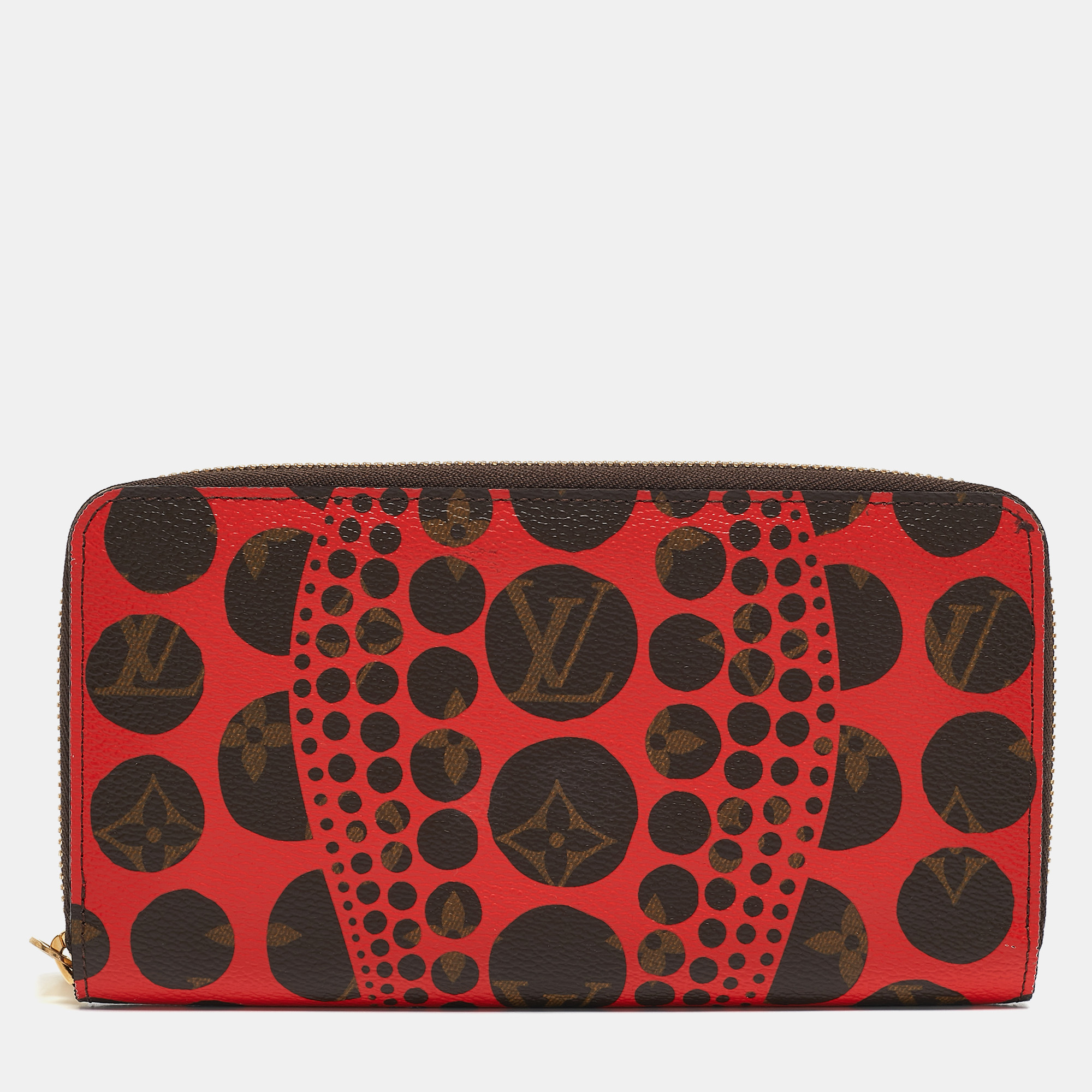 

Louis Vuitton x Yayoi Kusama Red Pumpkin Dots Monogram Canvas Zippy Wallet, Brown