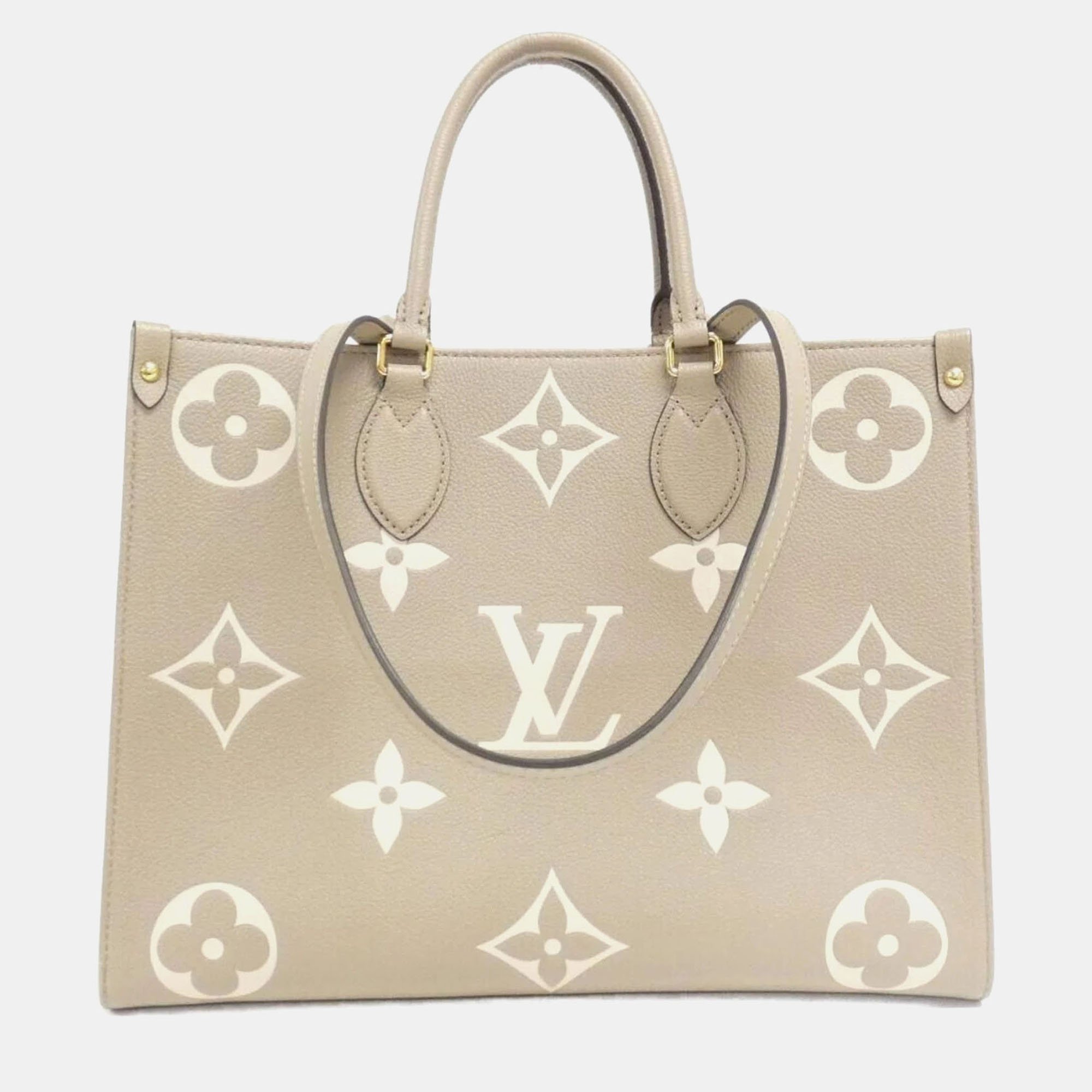 

Louis Vuitton Cream, Tourterelle Monogram Empreinte Leather OnTheGo Tote Bag, Beige