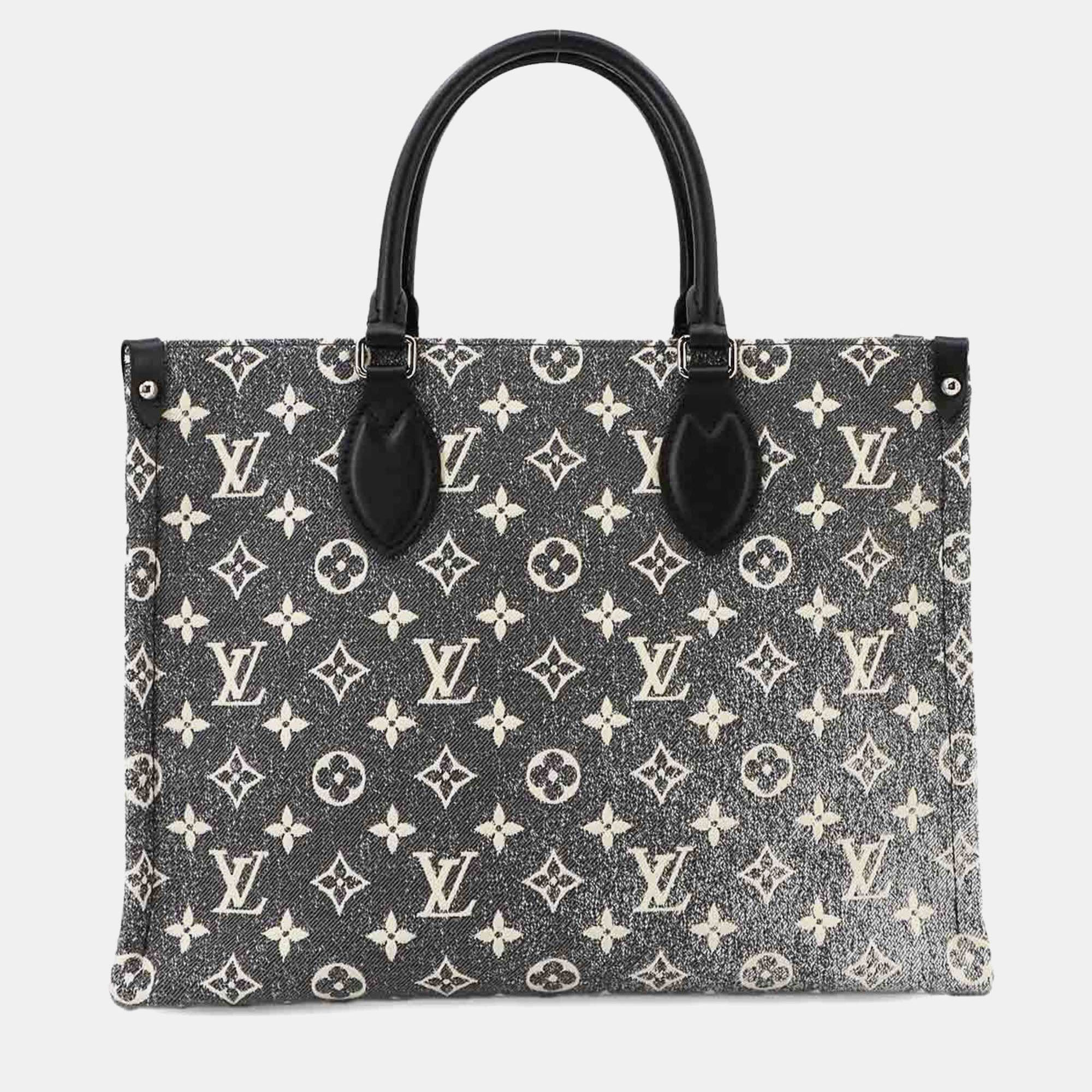 

Louis Vuitton Grey Monogram Jacquard Denim On the Go MM Tote Bag, Black