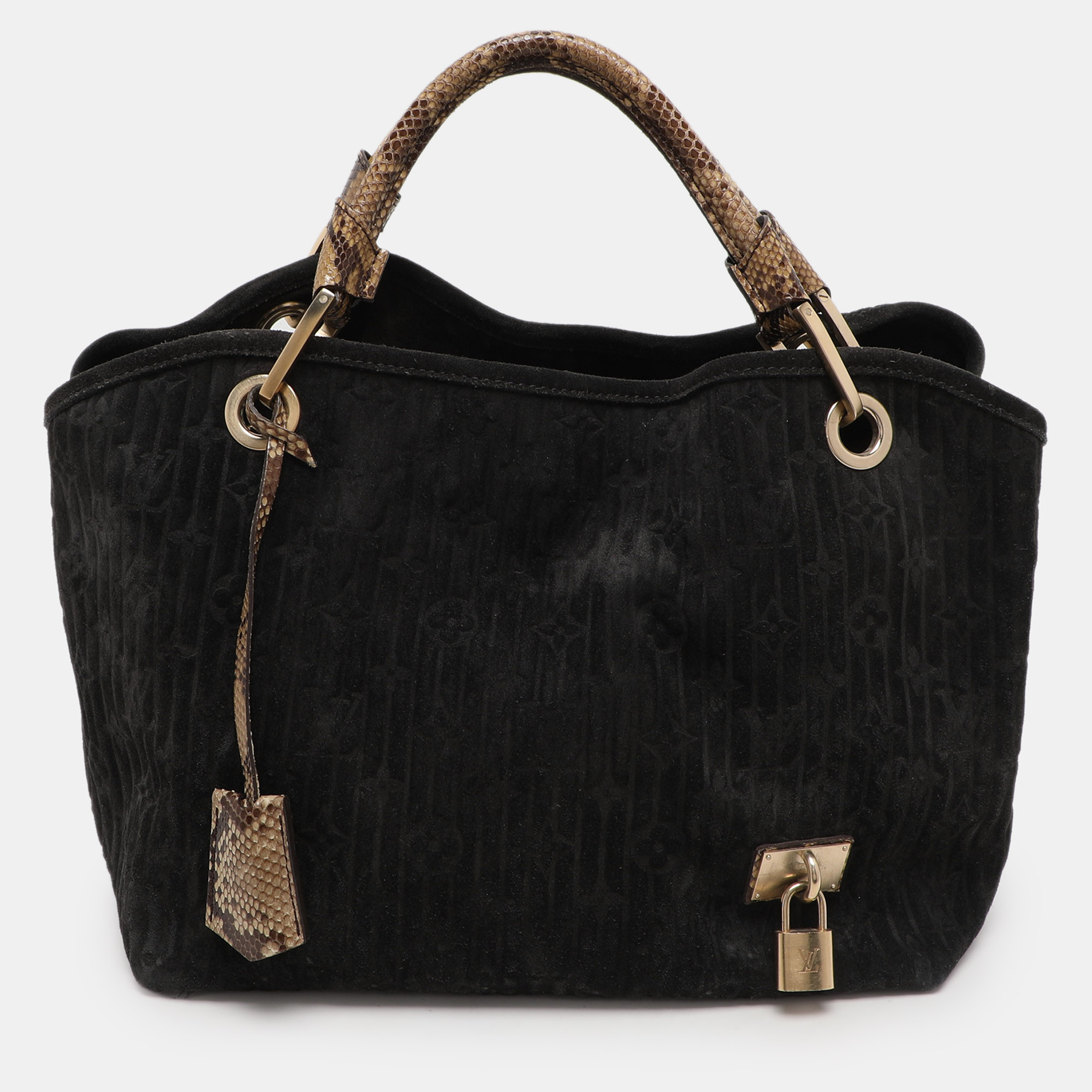 

Louis Vuitton Black Monogram Embossed Suede Limited Edition Whisper PM Bag