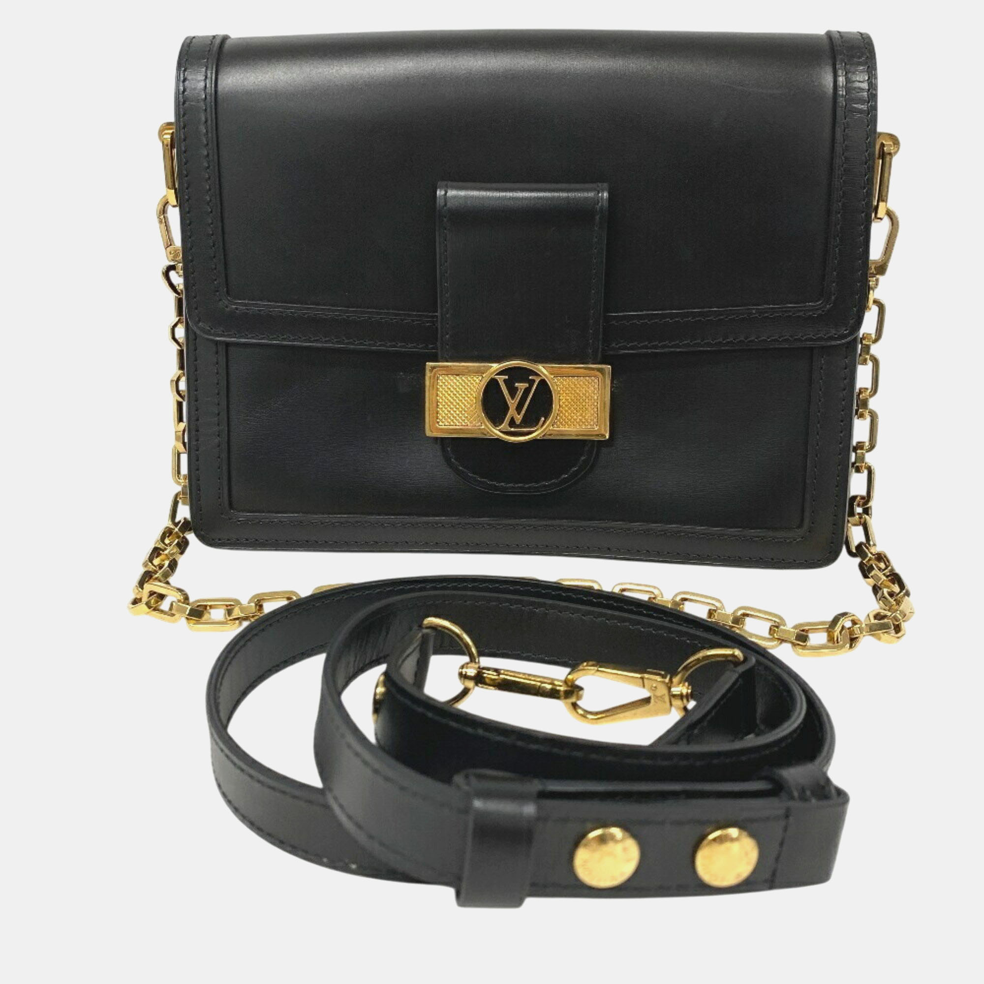 

Louis Vuitton Black Calfskin MM Dauphine Shoulder Bag